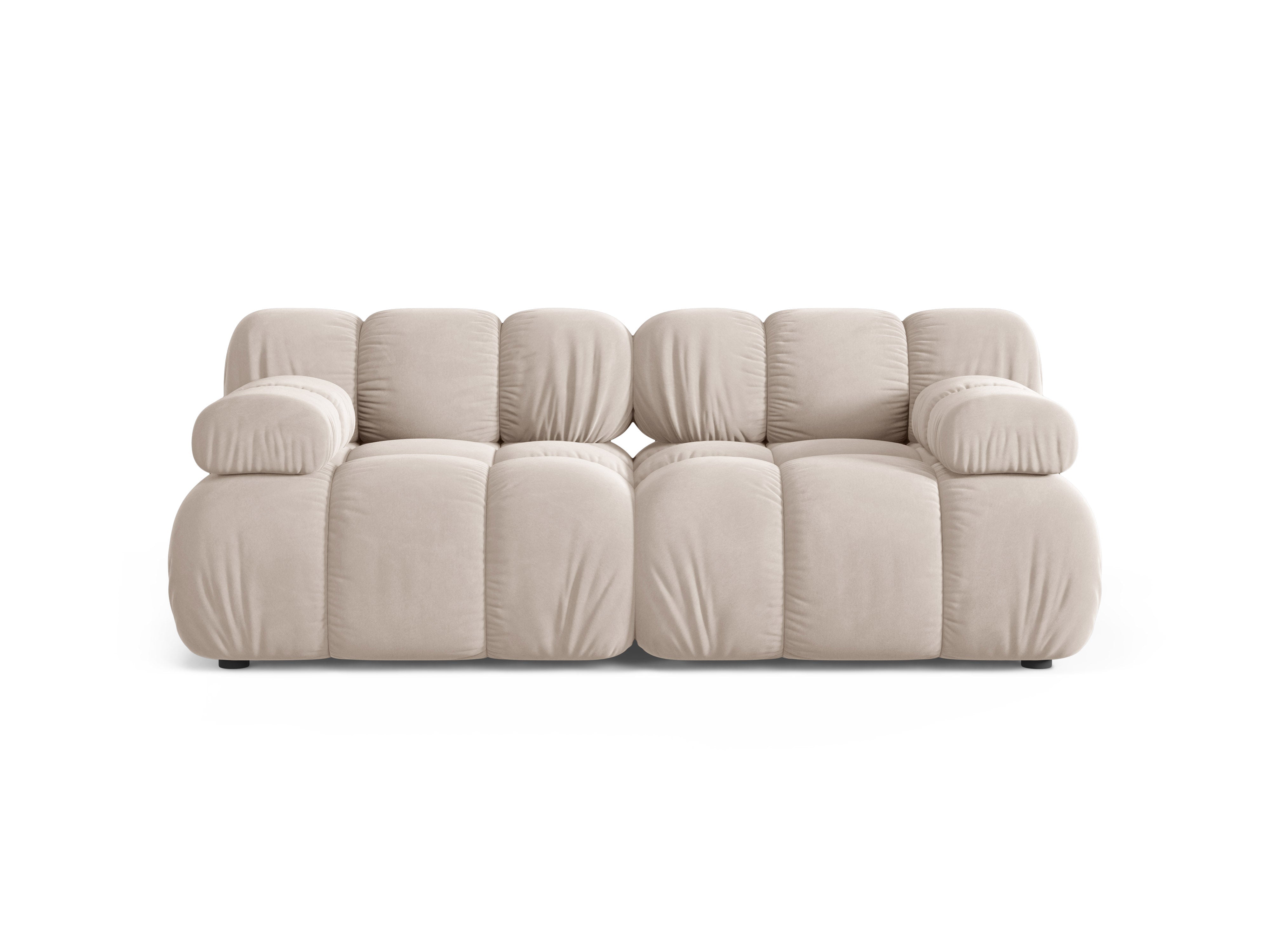 BELLIS Light Beige Velvet 2-Seater Modular Sofa