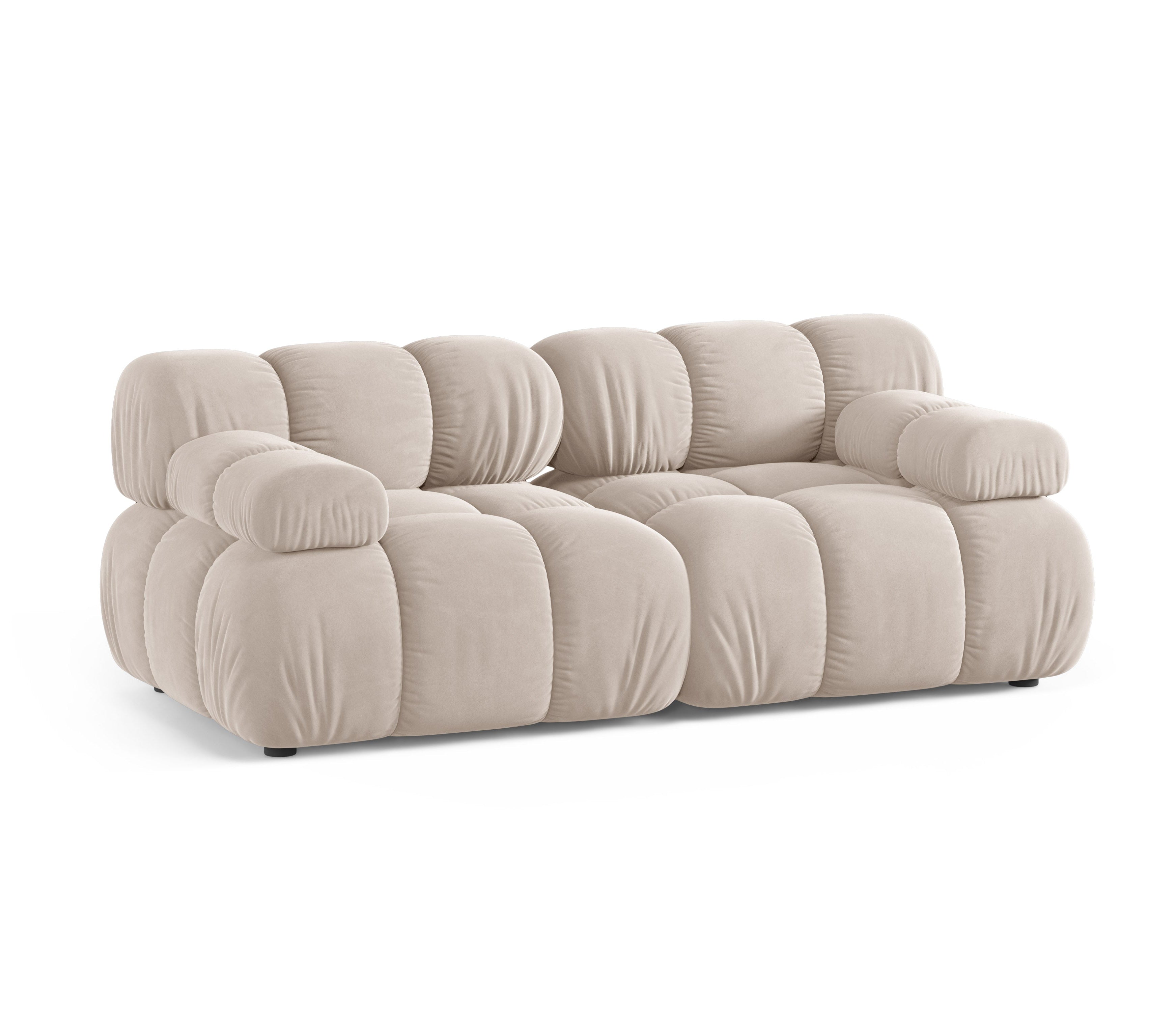 BELLIS Light Beige Velvet 2-Seater Modular Sofa