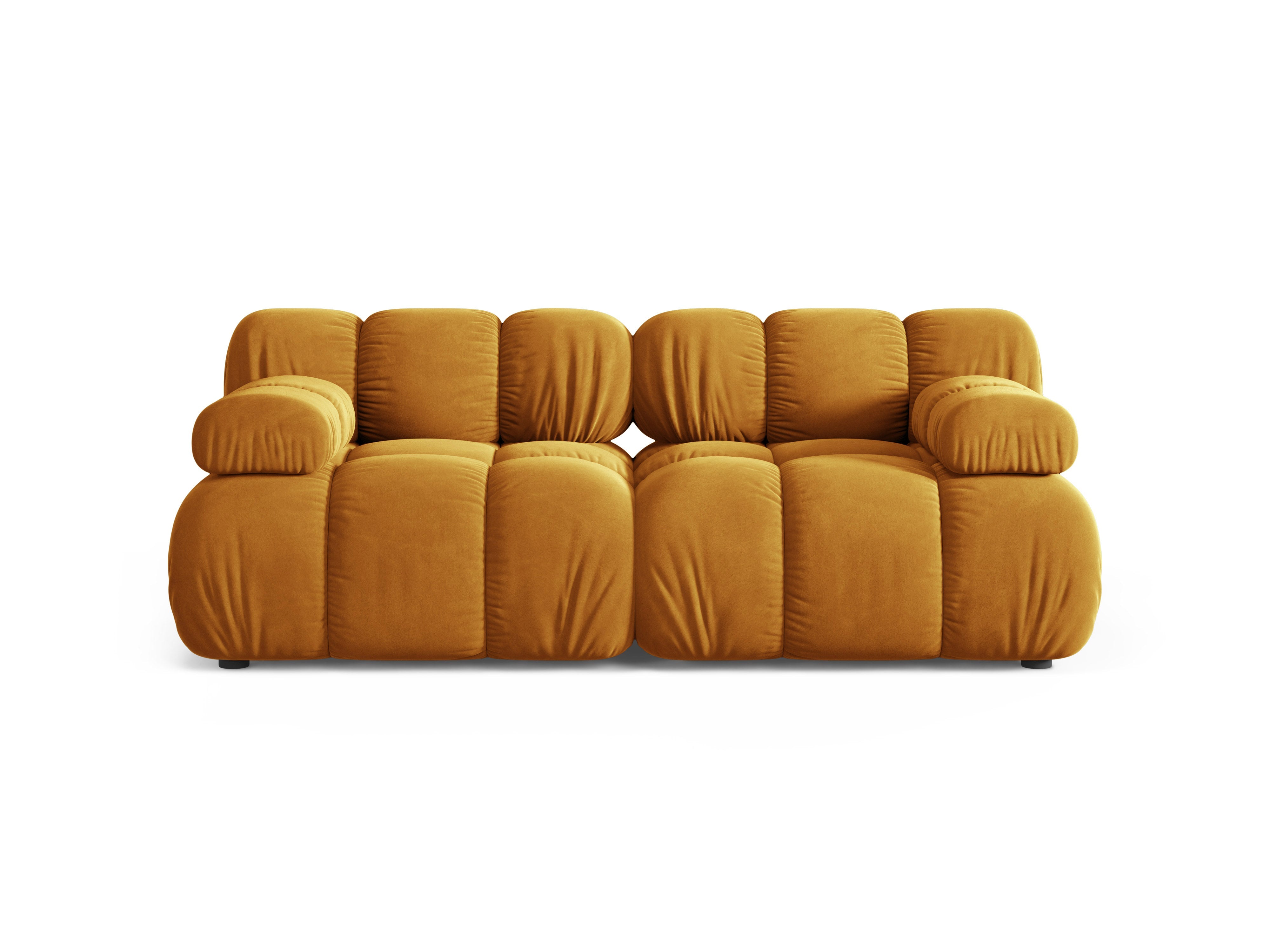 BELLIS Mustard Velvet 2-Seater Modular Sofa