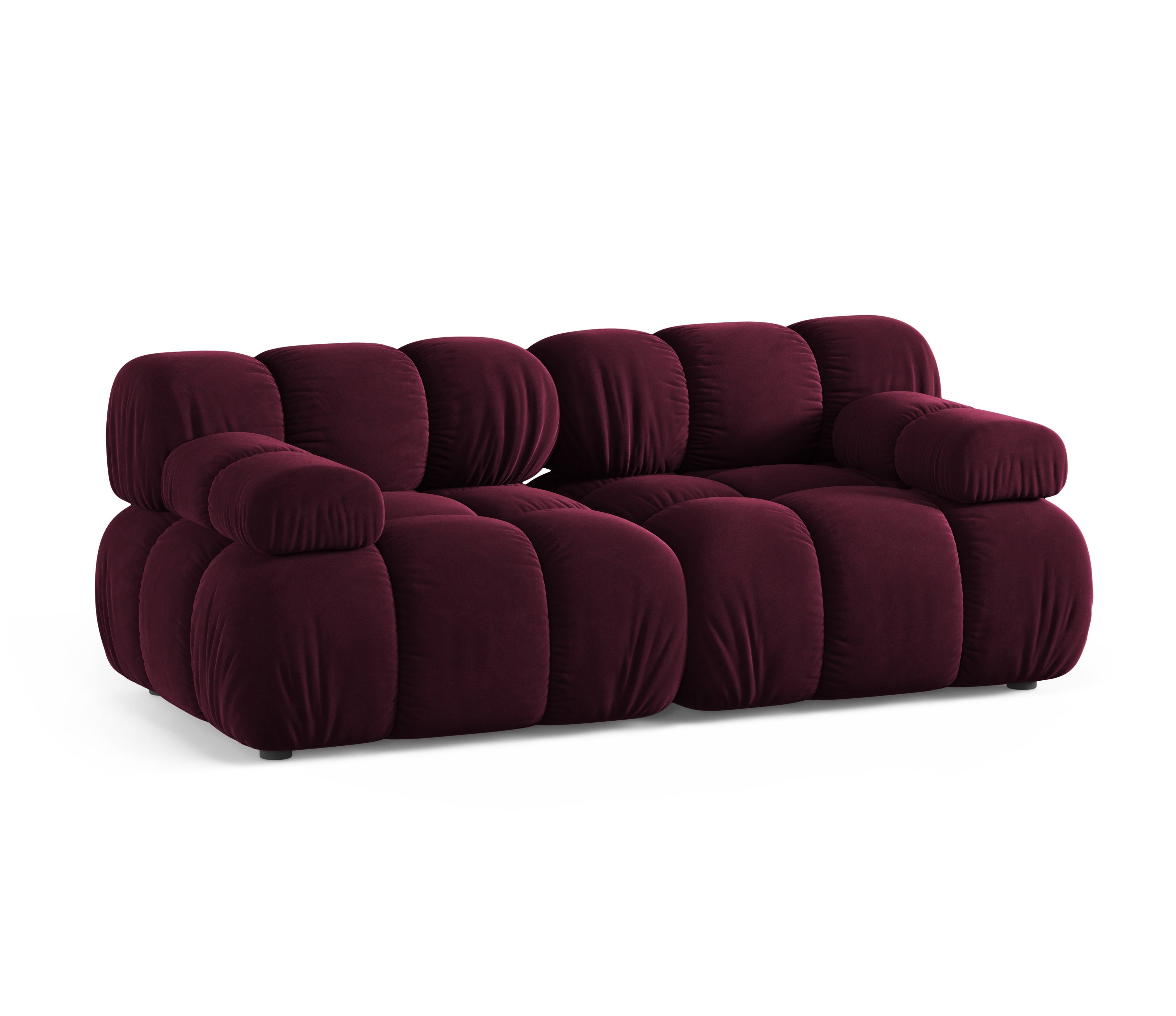 BELLIS Burgundy Velvet 2-Seater Modular Sofa