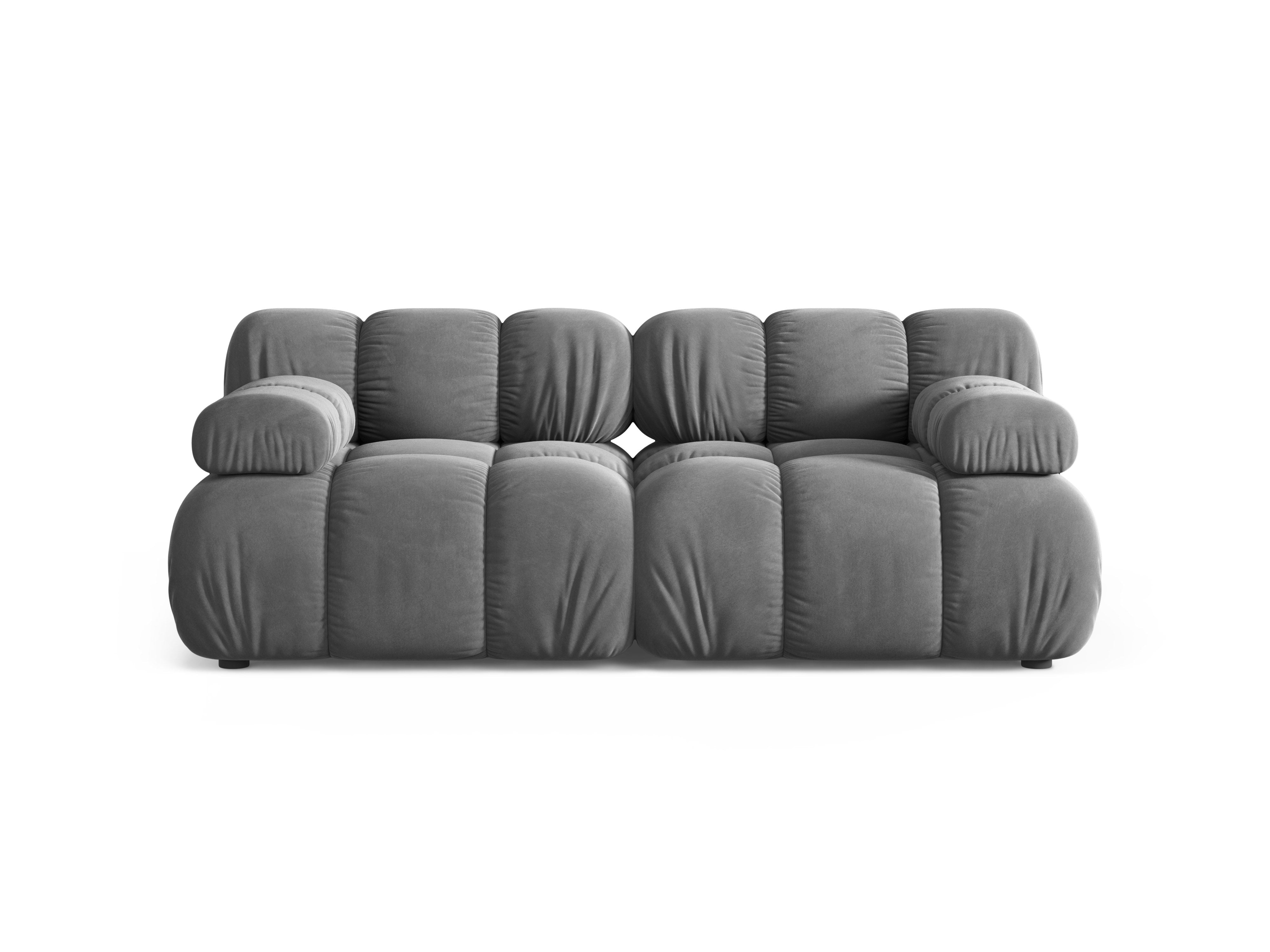 2-Seater Modular Sofa BELLIS in Light Gray Velvet