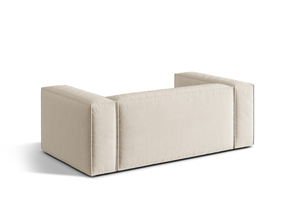 Sofa aksamitna 2-osobowa NURIA beżowy – ujęcie tylne