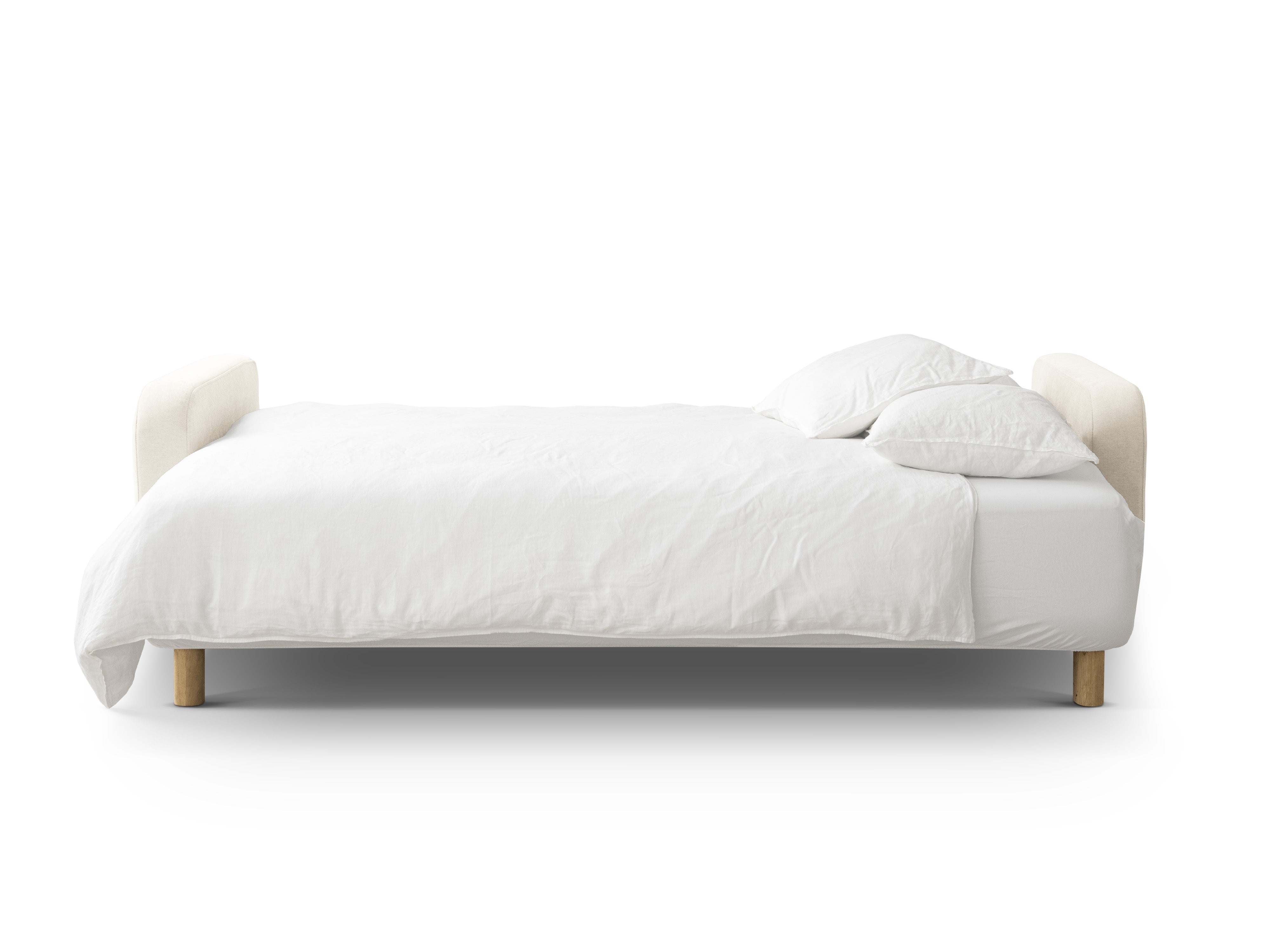 3-seater sofa with sleeping function ELEN ivory chenille