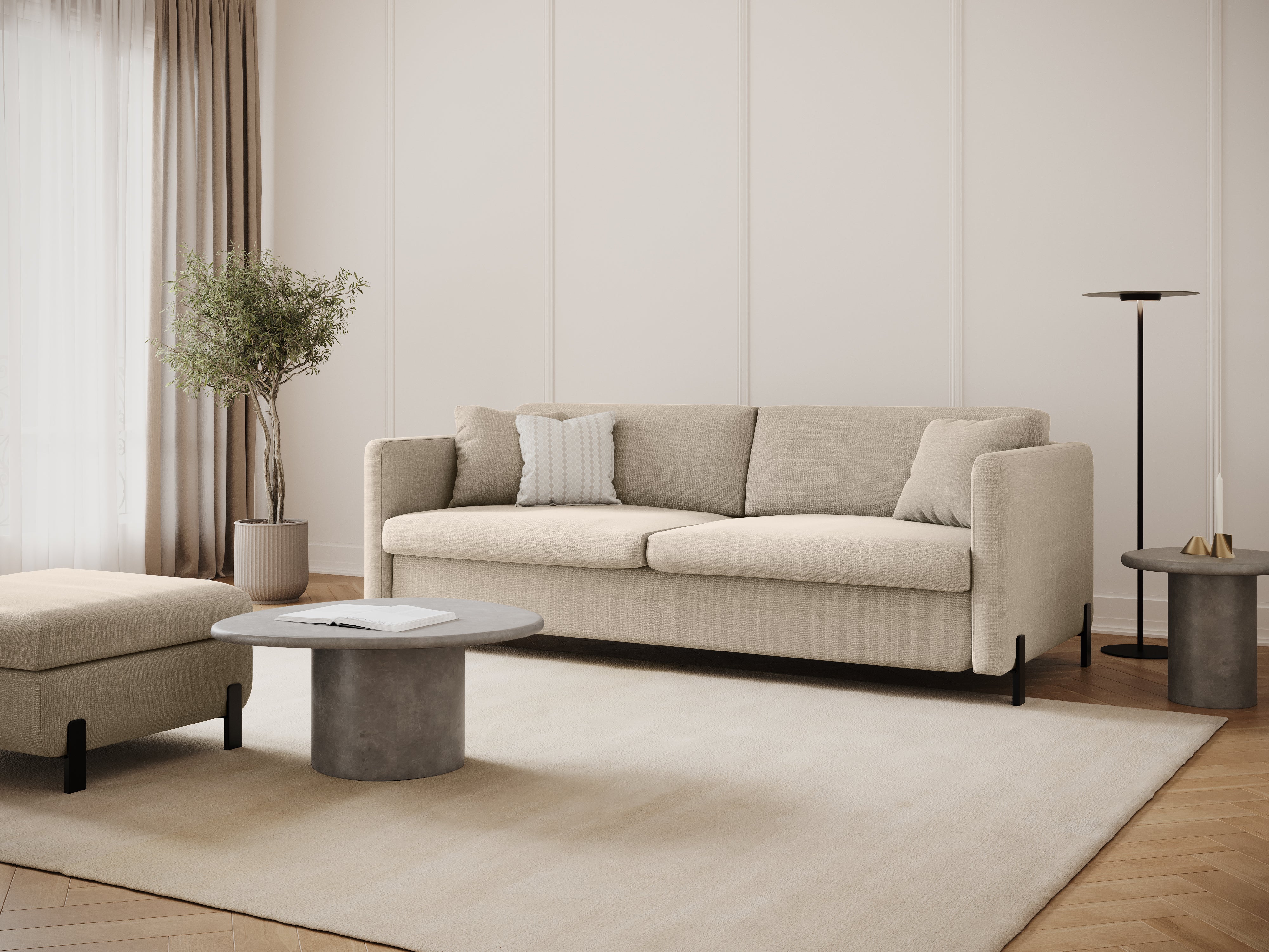 Sofa with bed function, "Gloria", 3 Seats, Beige, 202x102x80
Made in Europe