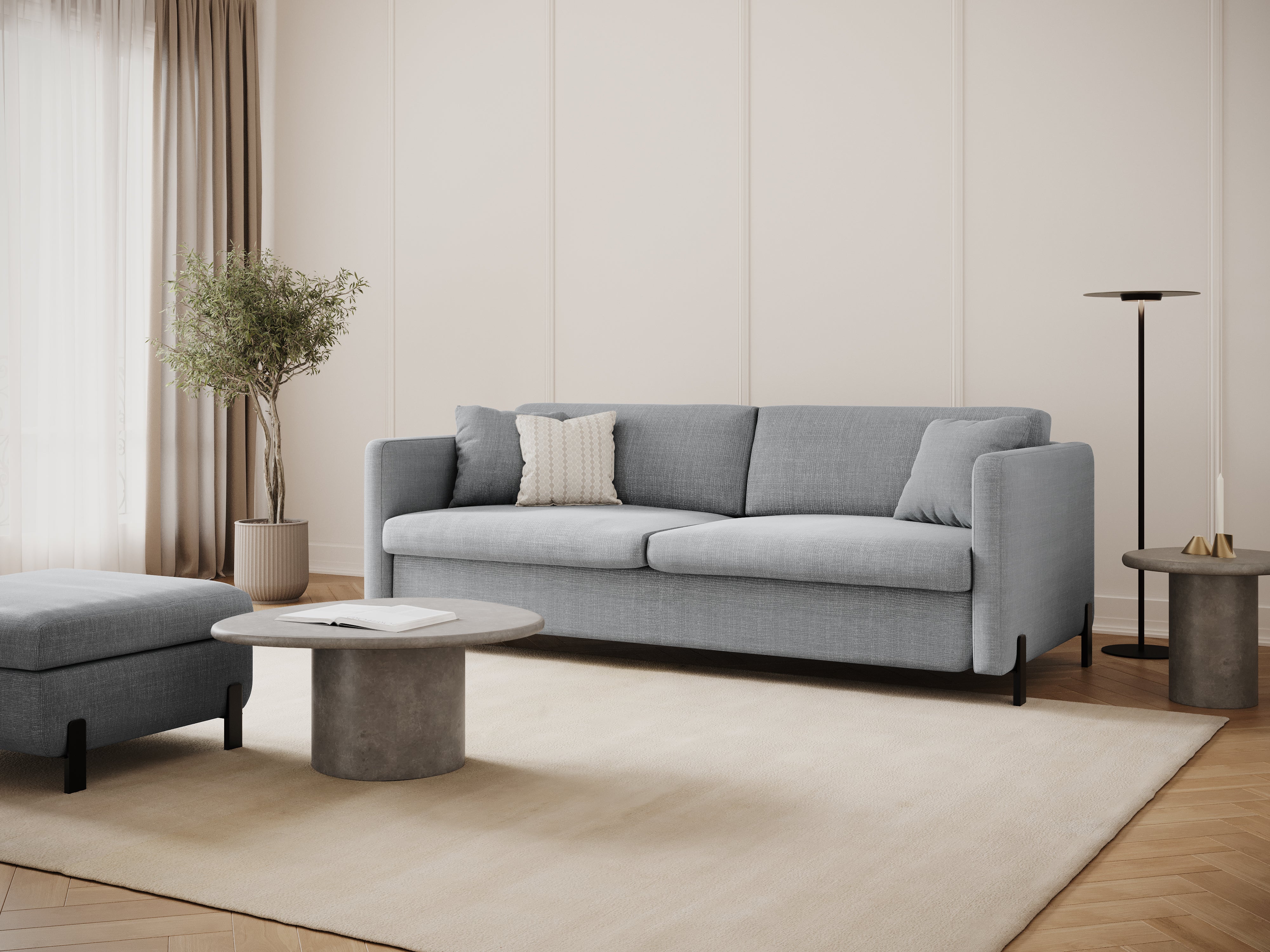 Sofa with bed function, "Gloria", 3 Seats, Light Gray, 202x102x80
Made in Europe