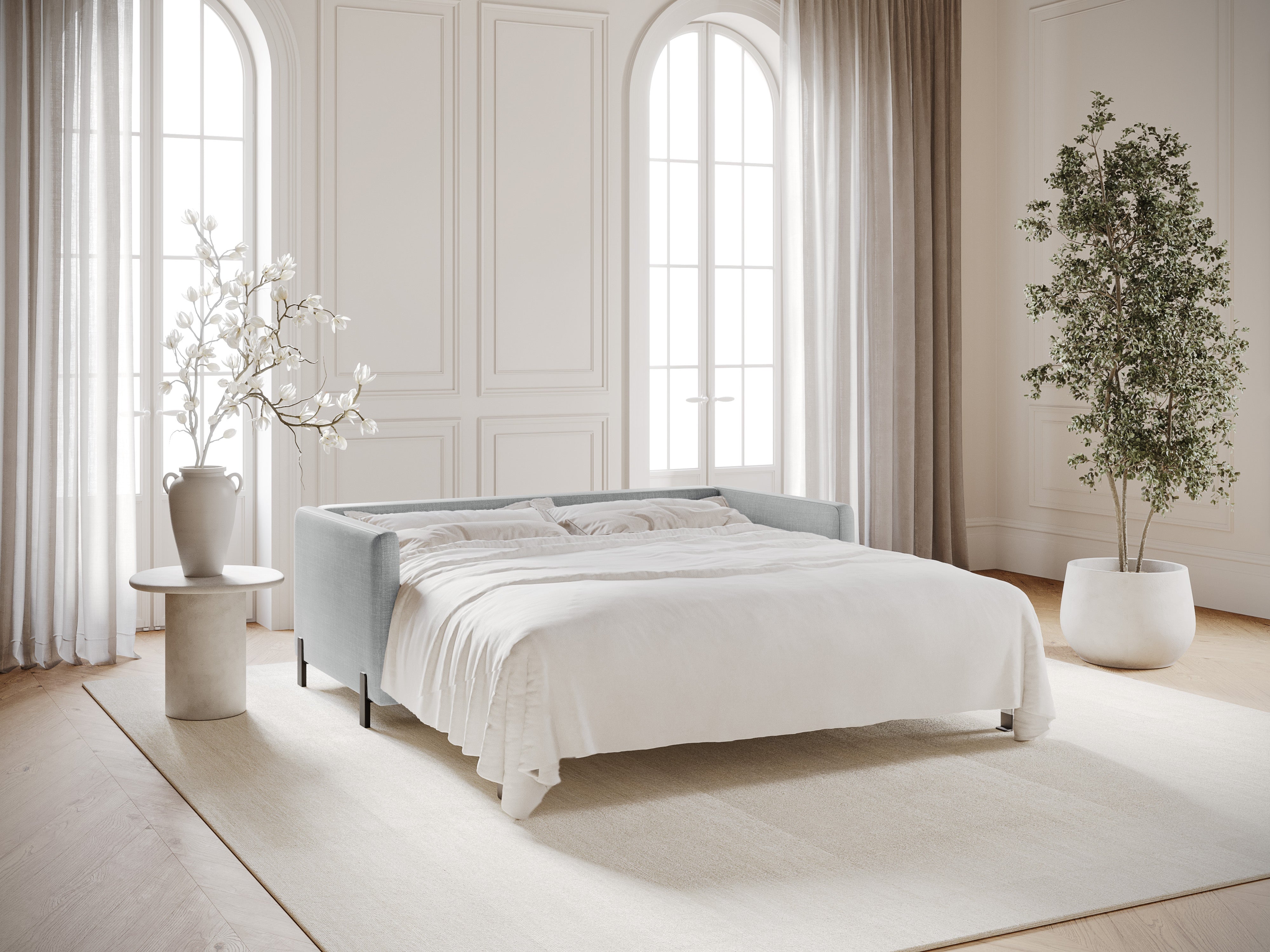 Sofa with bed function, "Gloria", 3 Seats, Light Gray, 202x102x80
Made in Europe