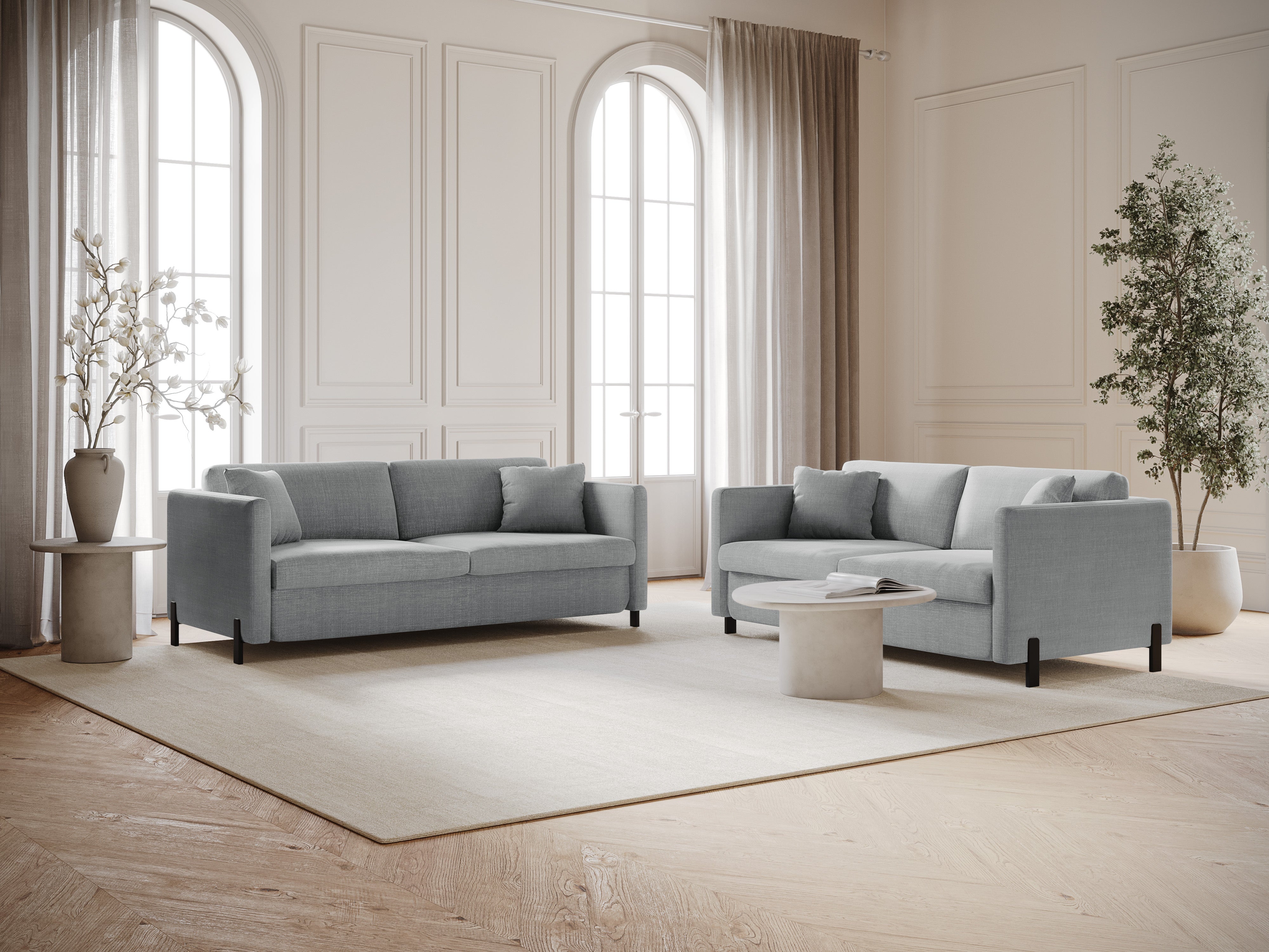 Sofa with bed function, "Gloria", 3 Seats, Light Gray, 202x102x80
Made in Europe