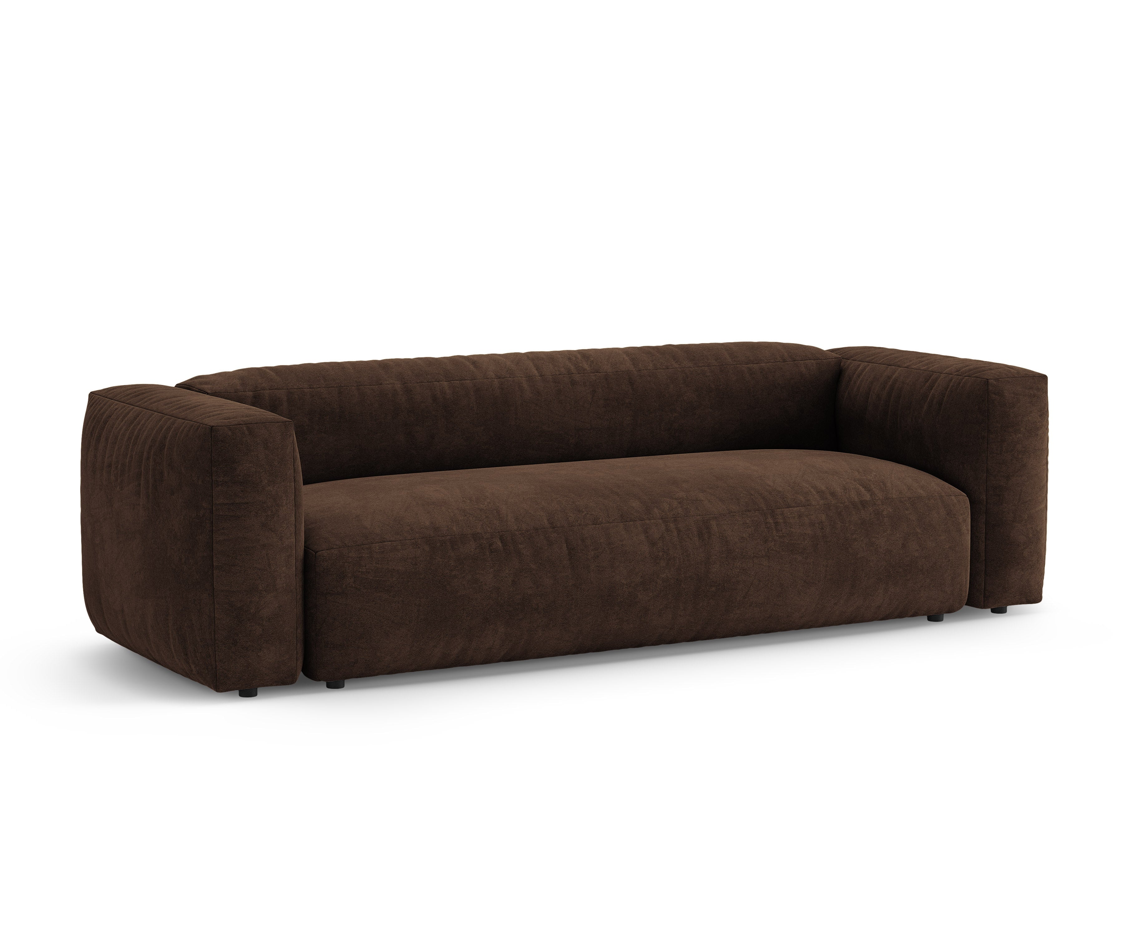 Sofa aksamitna 3-osobowa z funkcją spania MARTINA czekoladowy