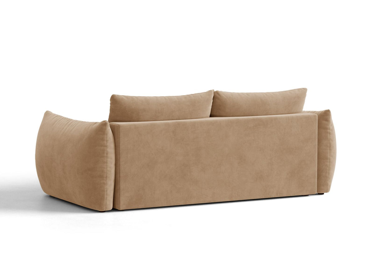 Sofa aksamitna 3-osobowa z funkcją spania BLOOM piaskowy – ujęcie 4