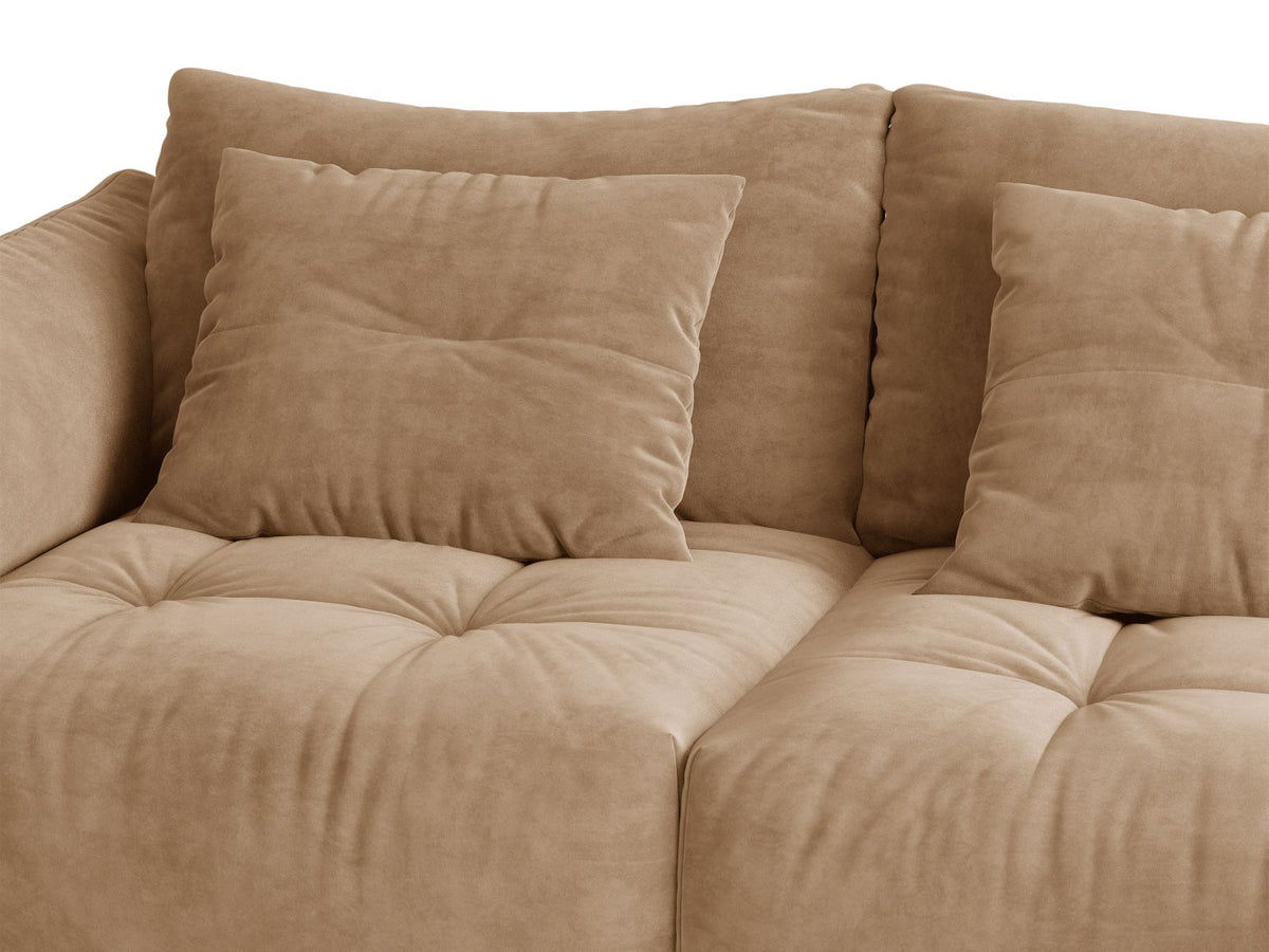 Sofa aksamitna 3-osobowa z funkcją spania BLOOM piaskowy – ujęcie 7