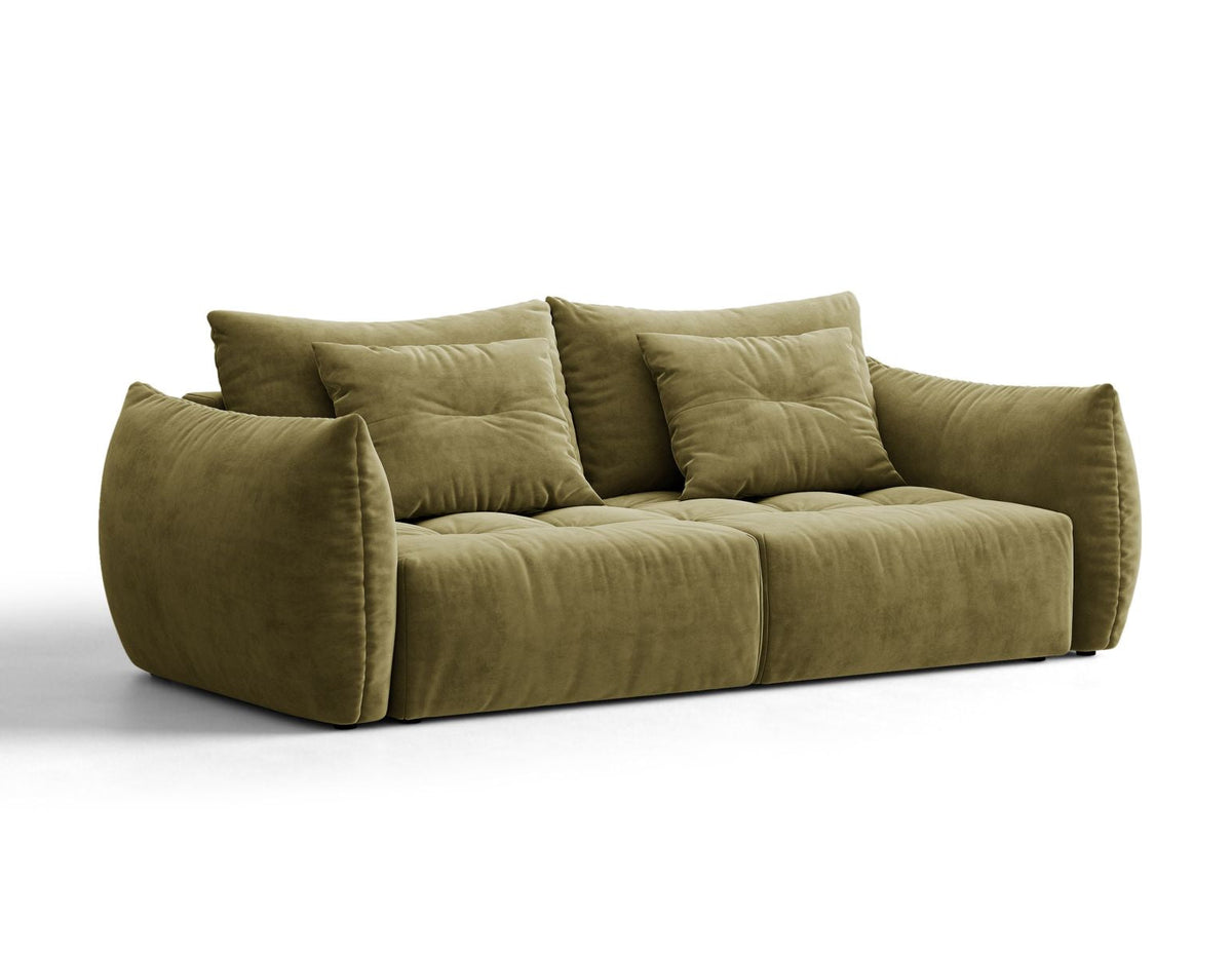 Sofa aksamitna 3-osobowa z funkcją spania BLOOM zielony – ujęcie 2