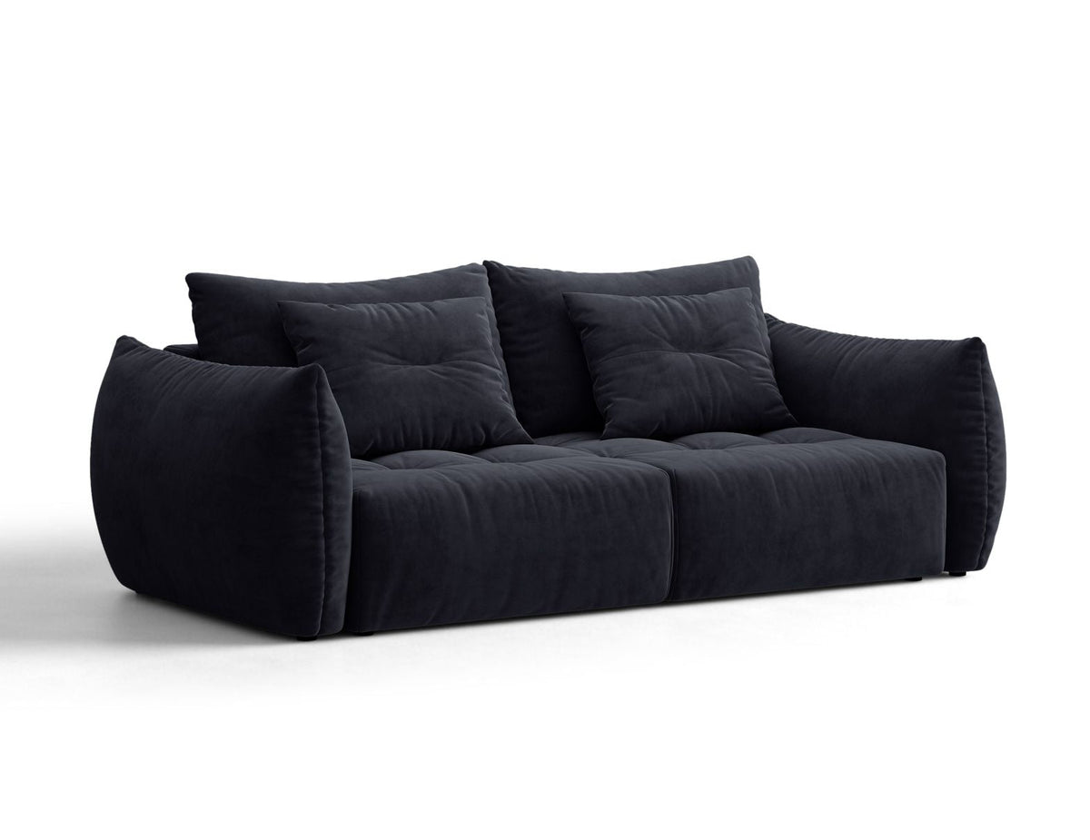Sofa aksamitna 3-osobowa z funkcją spania BLOOM pastelowy niebieski – ujęcie 2