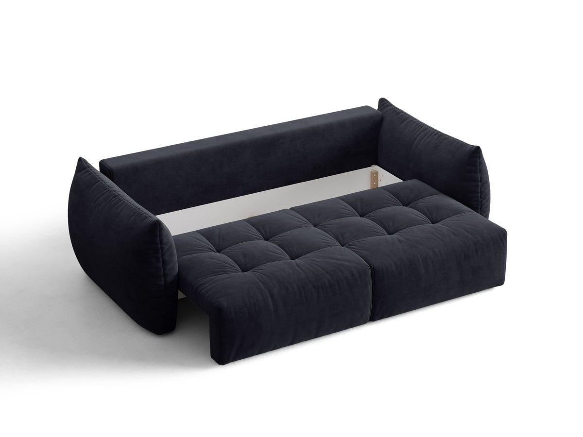 Sofa aksamitna 3-osobowa z funkcją spania BLOOM pastelowy niebieski – ujęcie 5