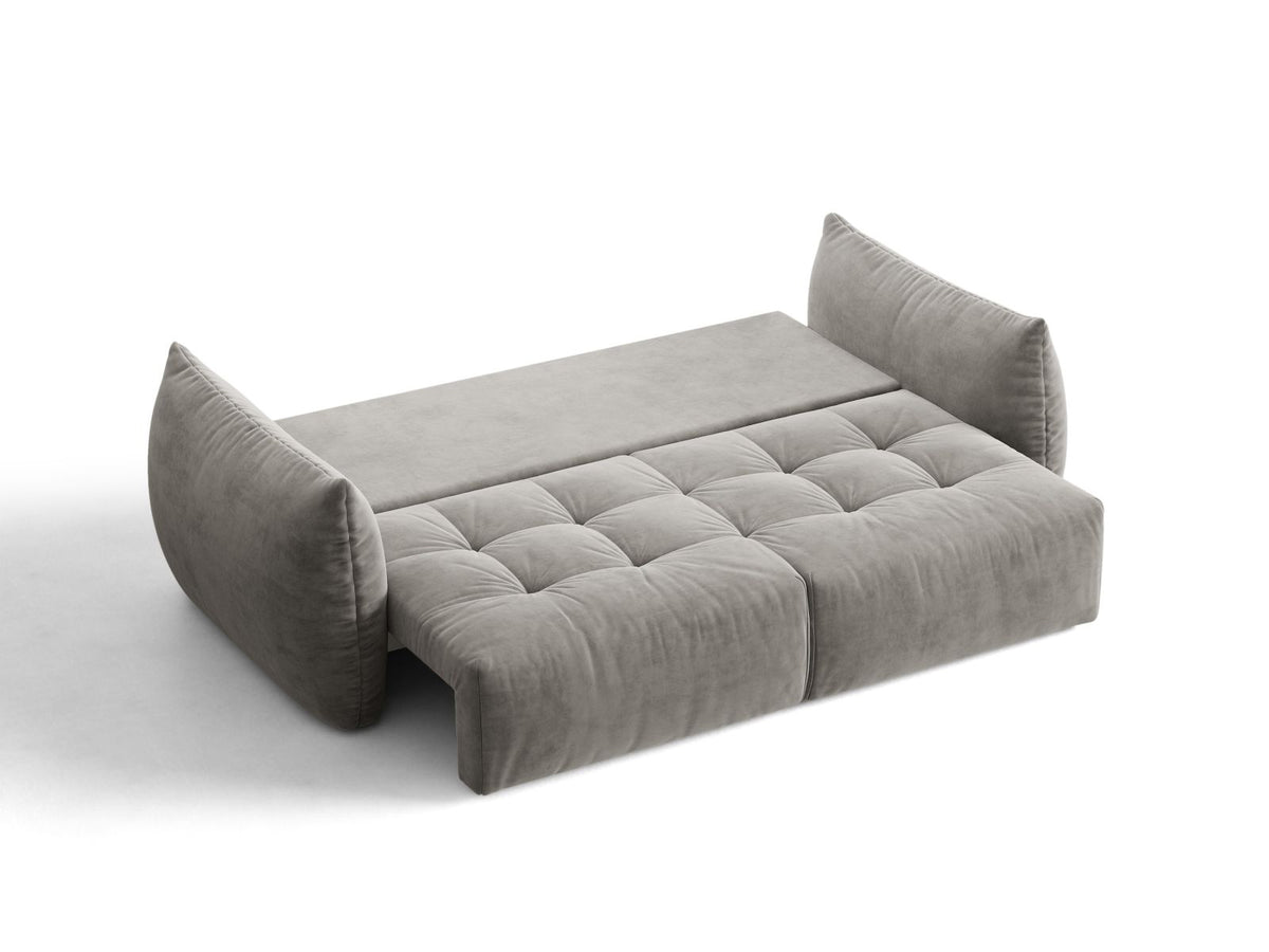 Sofa aksamitna 3-osobowa z funkcją spania BLOOM szary – ujęcie 6