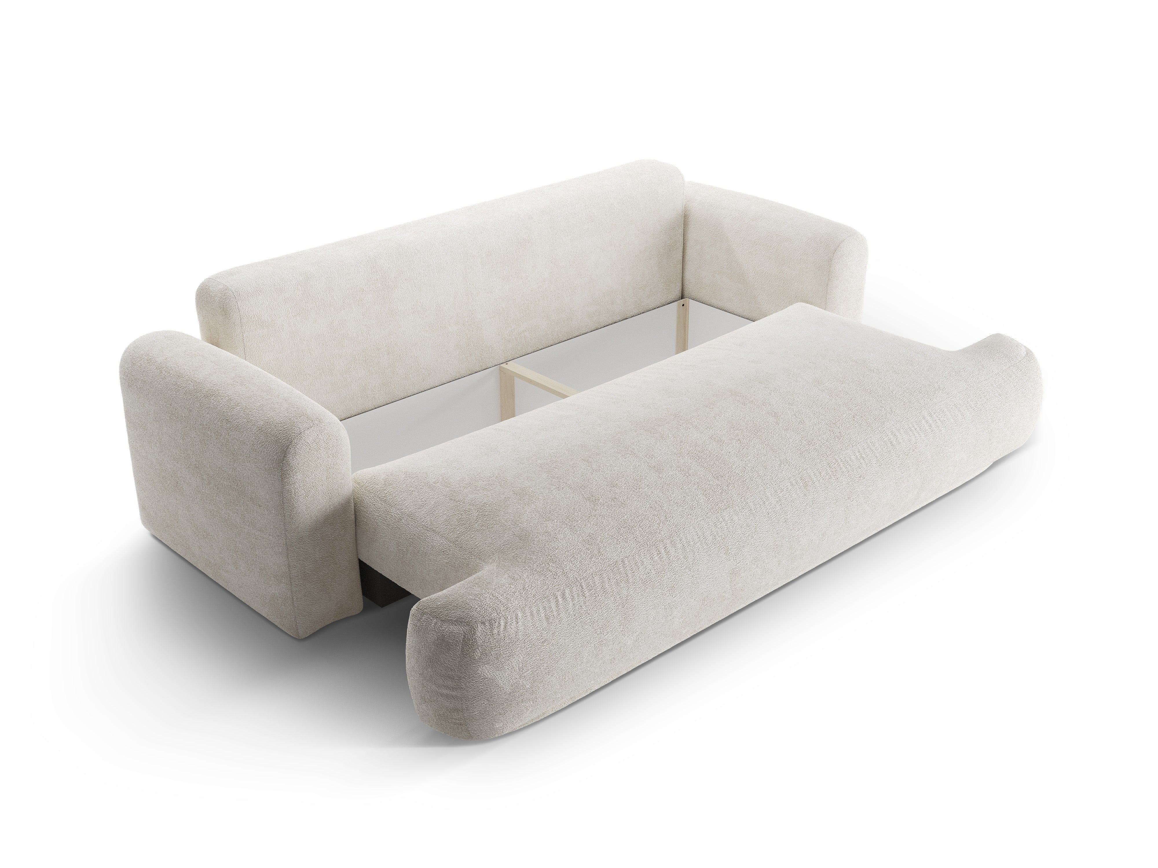 Sofa with sleeping function Ella light beige boucle