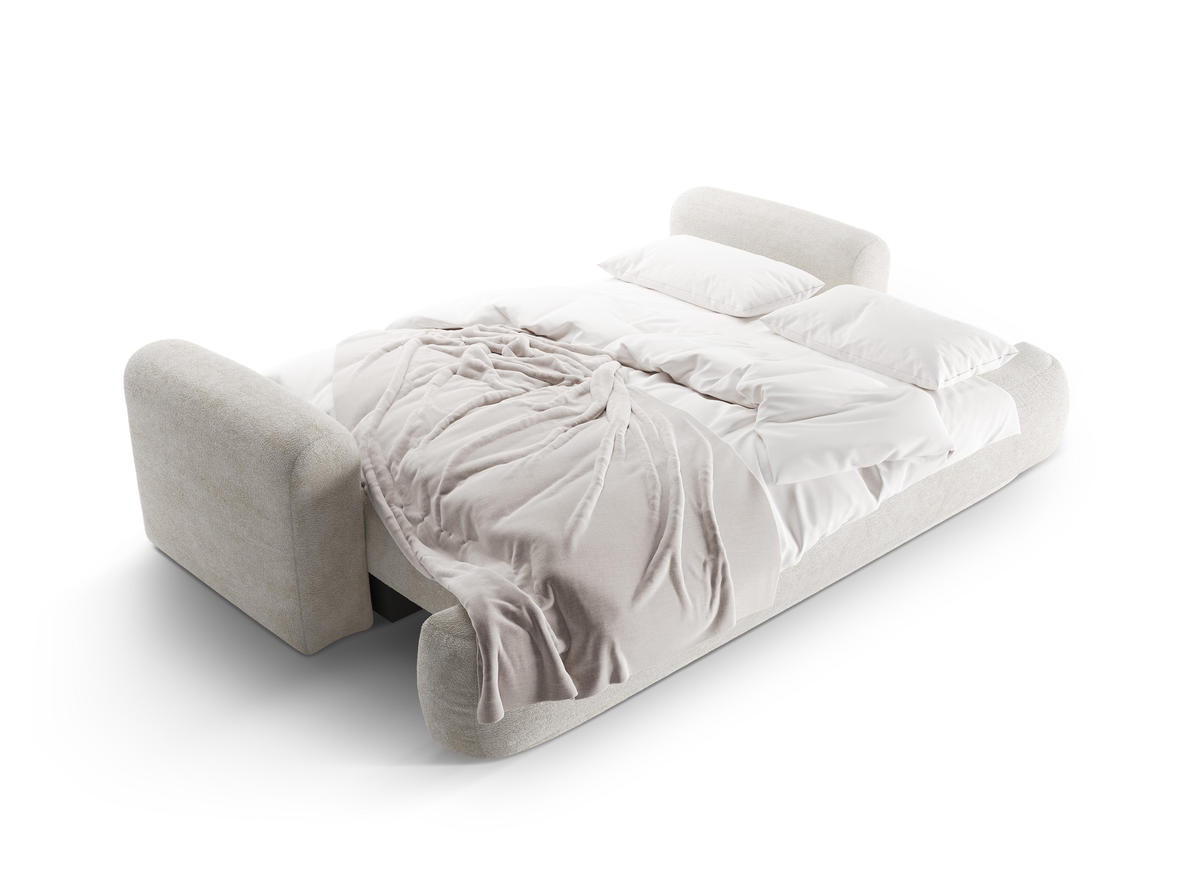 Sofa with sleeping function Ella light beige boucle