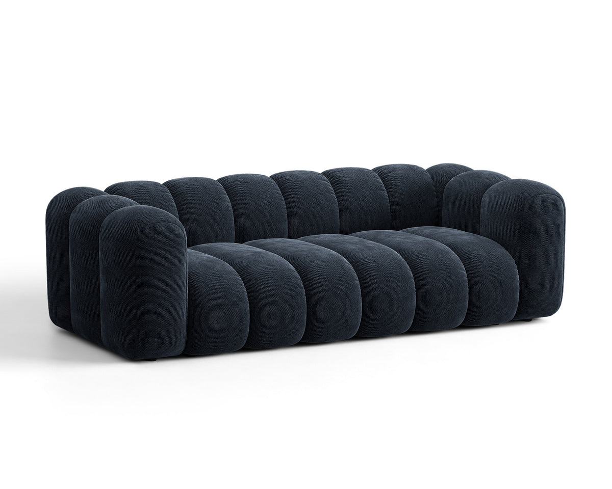Sofa 3-osobowa z funkcją spania LUPINE granatowy szenil – ujęcie 3