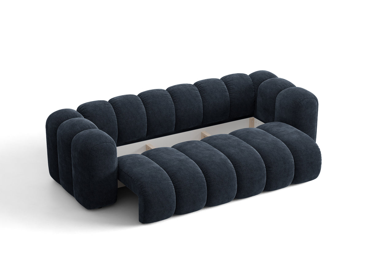 Sofa 3-osobowa z funkcją spania LUPINE granatowy szenil – ujęcie 4