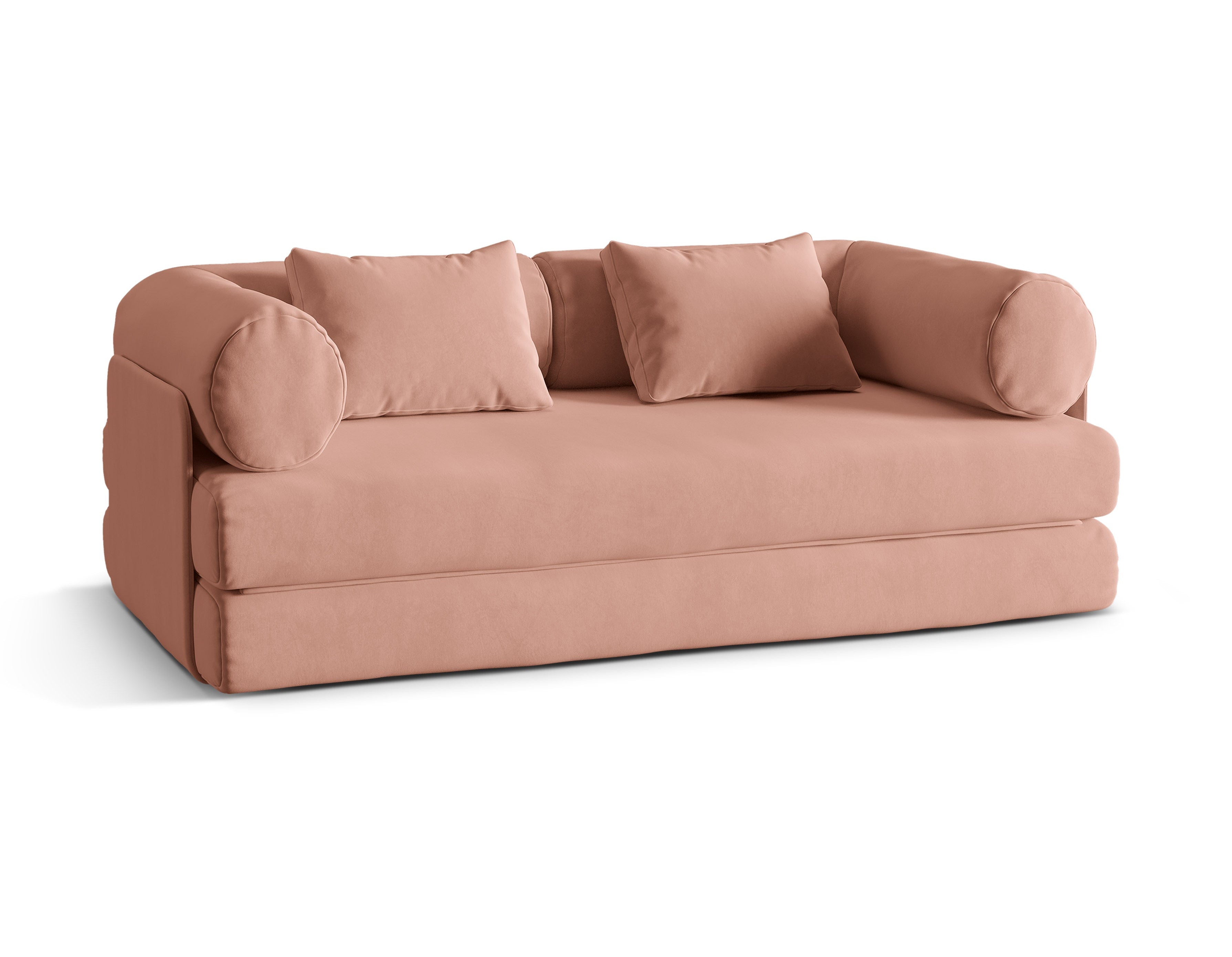 Dreamy Pink Velvet 3-Seater Sofa with Sleeping Function