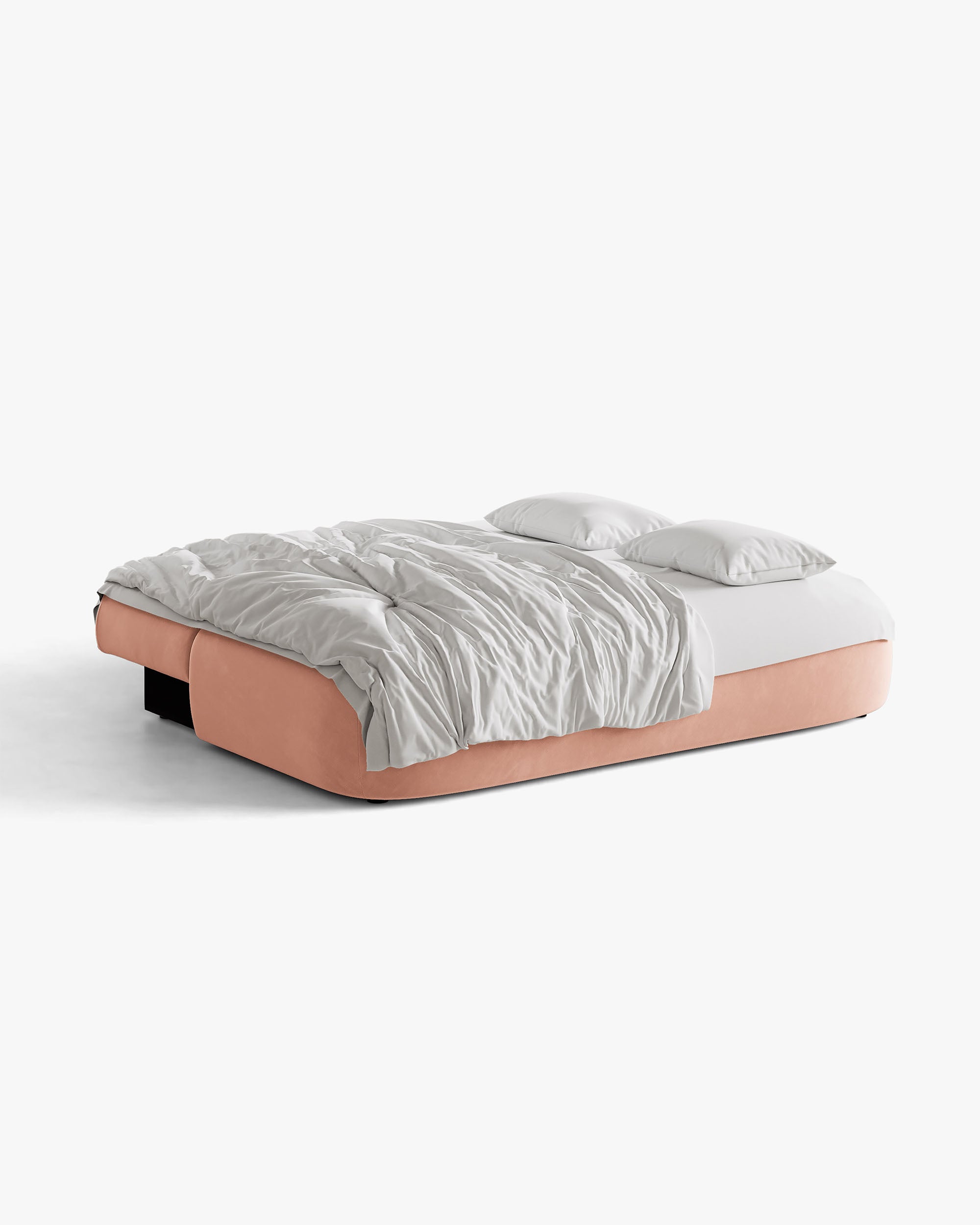 HENA Pink Velvet 3-Seater Sofa with Sleeping Function and Brick-Colored Cushions