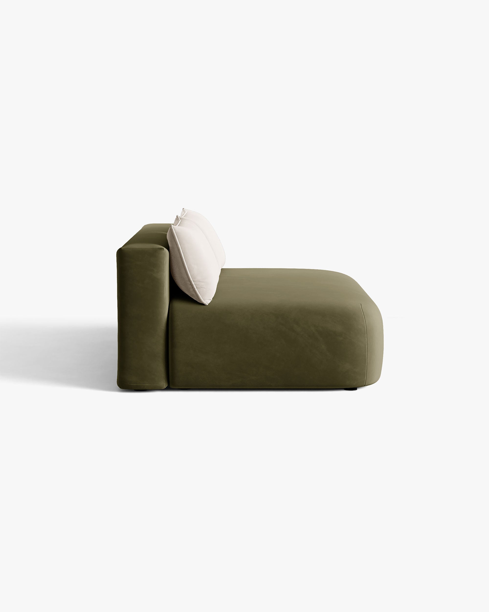 HENA Green Velvet 3-Seater Sofa with Sleeping Function and Beige Cushions