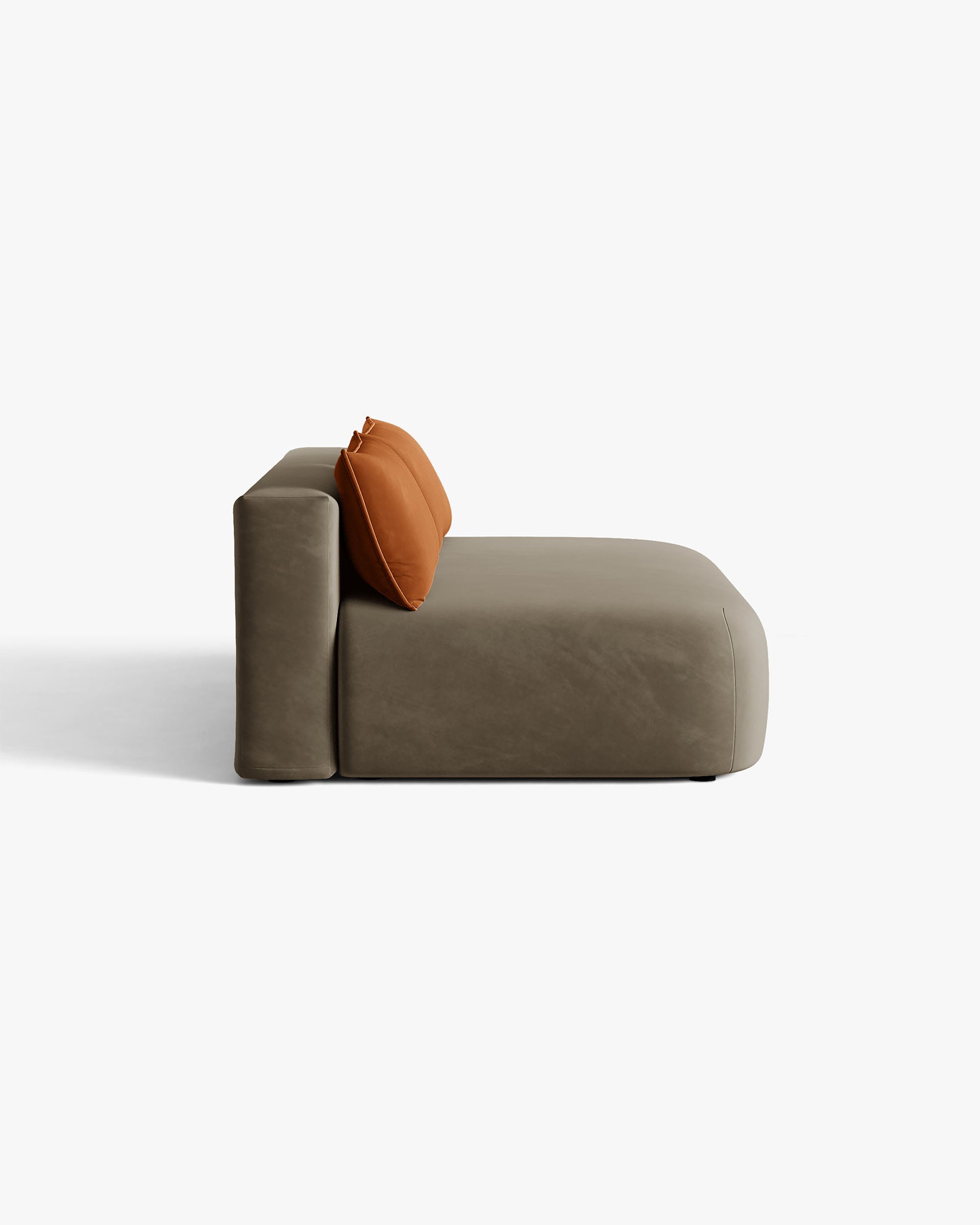 HENA 3-Seater Velvet Sofa with Sleeping Function in Gray-Brown with Brick-Colored Cushions