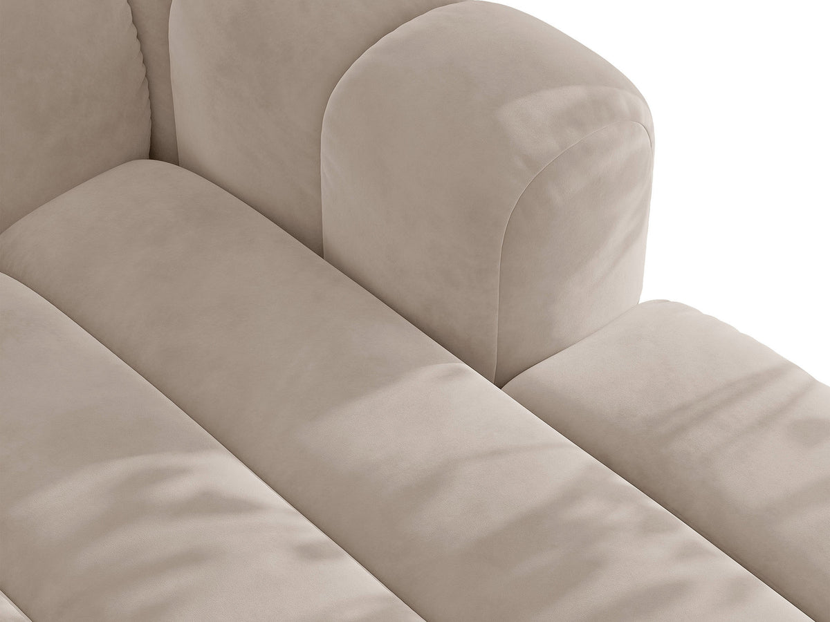 Sofa aksamitna 3-osobowa z funkcją spania LUPINE beżowy – ujęcie 7