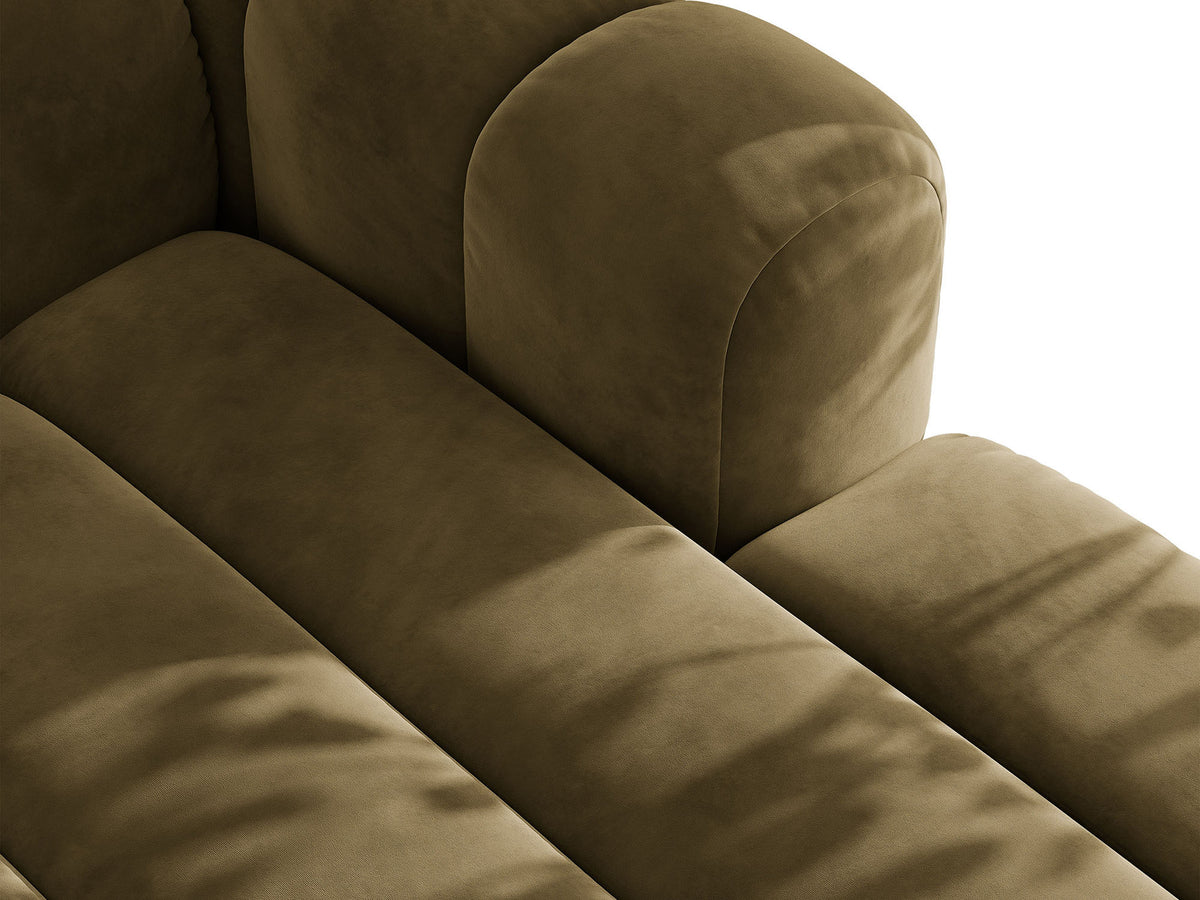 Sofa aksamitna 3-osobowa z funkcją spania LUPINE zielony – ujęcie 7