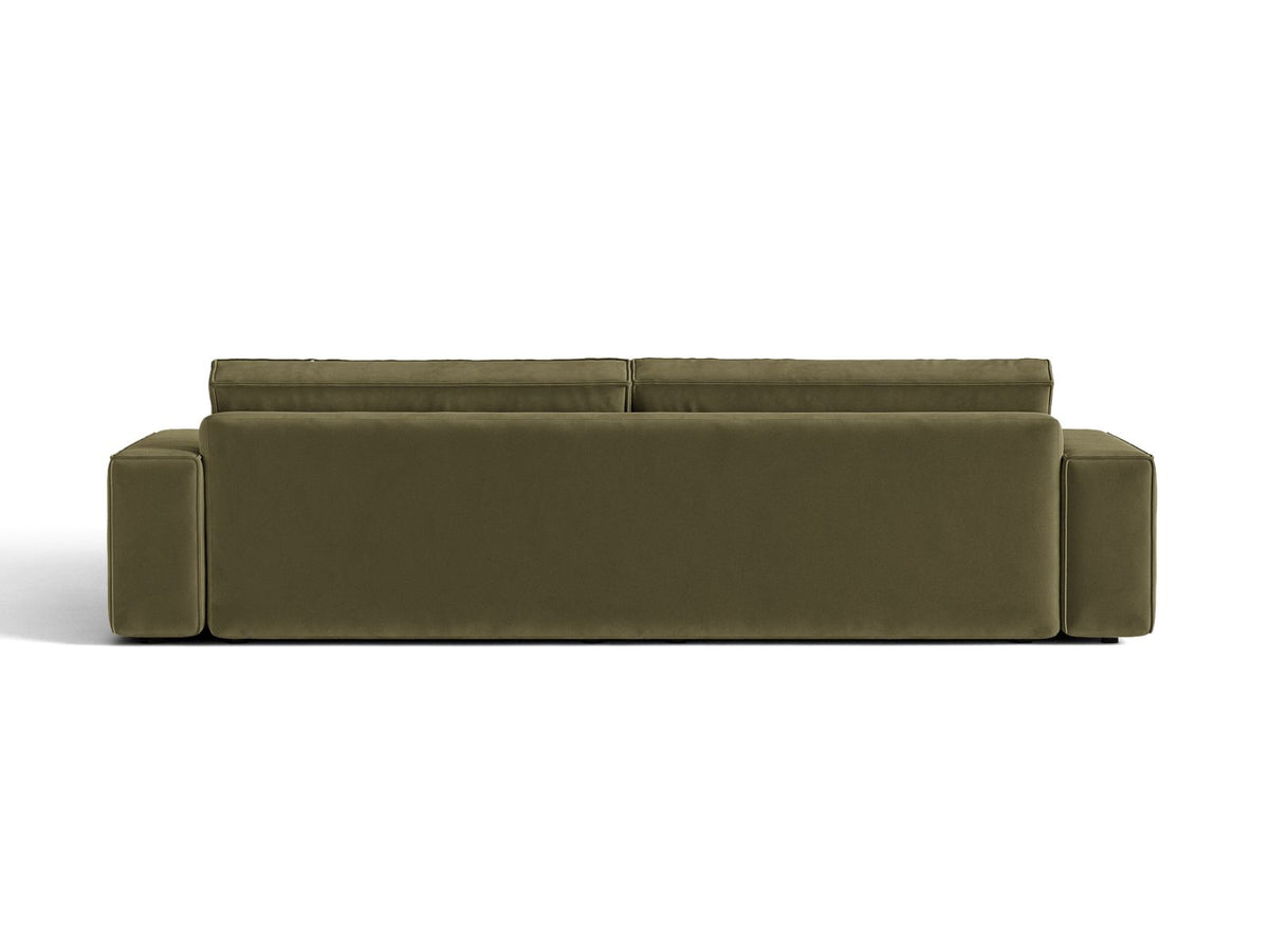 Sofa aksamitna 3-osobowa z funkcją spania JODIE zielony – ujęcie 5