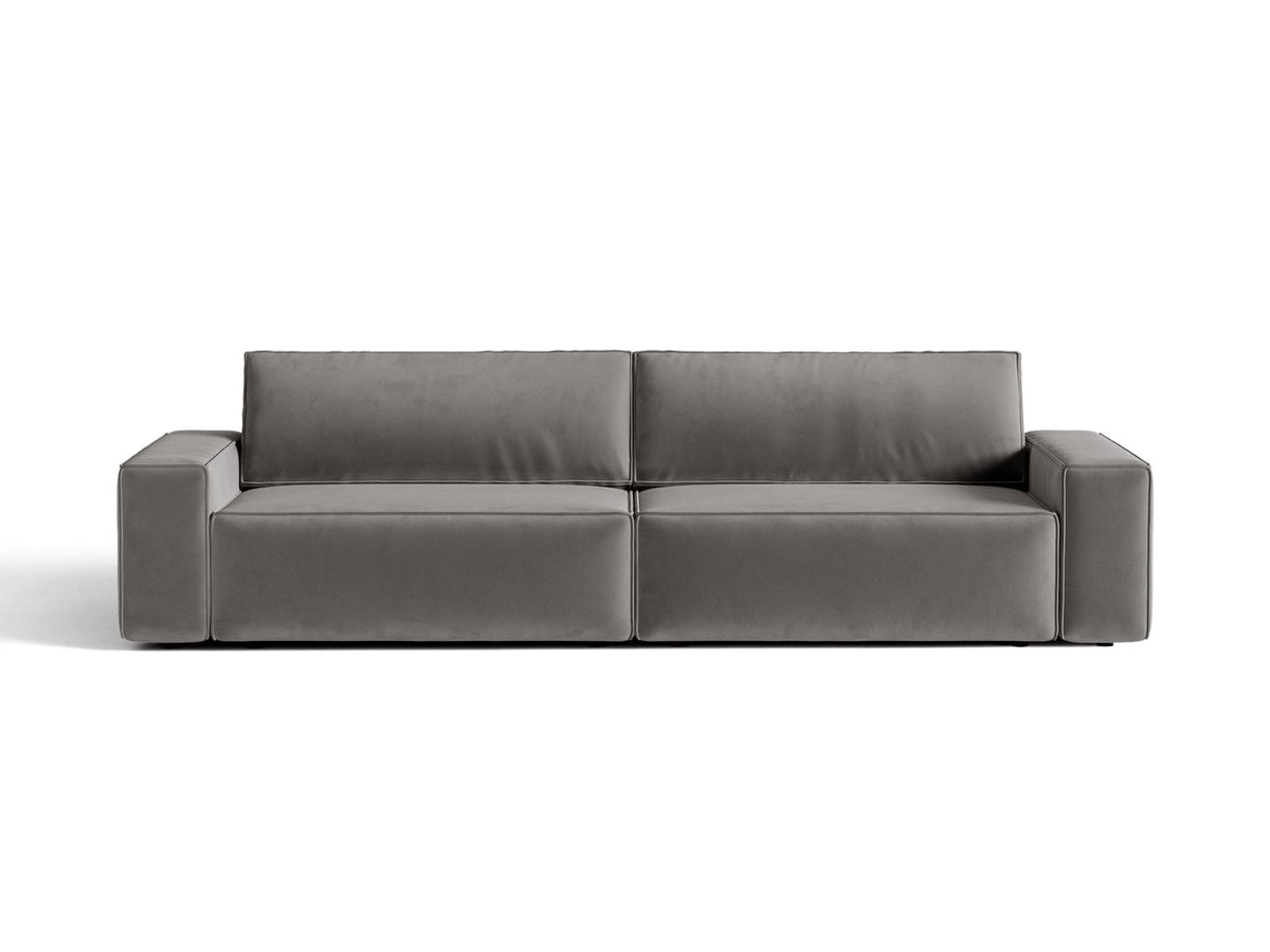 Sofa aksamitna 3-osobowa z funkcją spania JODIE jasny szary – Micadoni