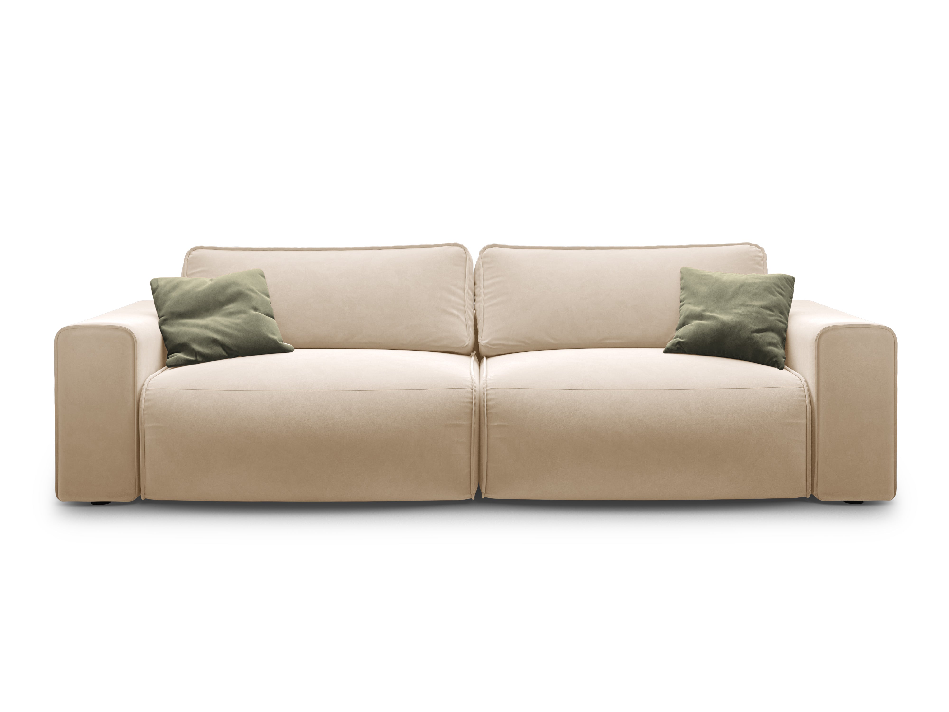 Velvet 3-seater sofa with sleeping function VICTOR beige
