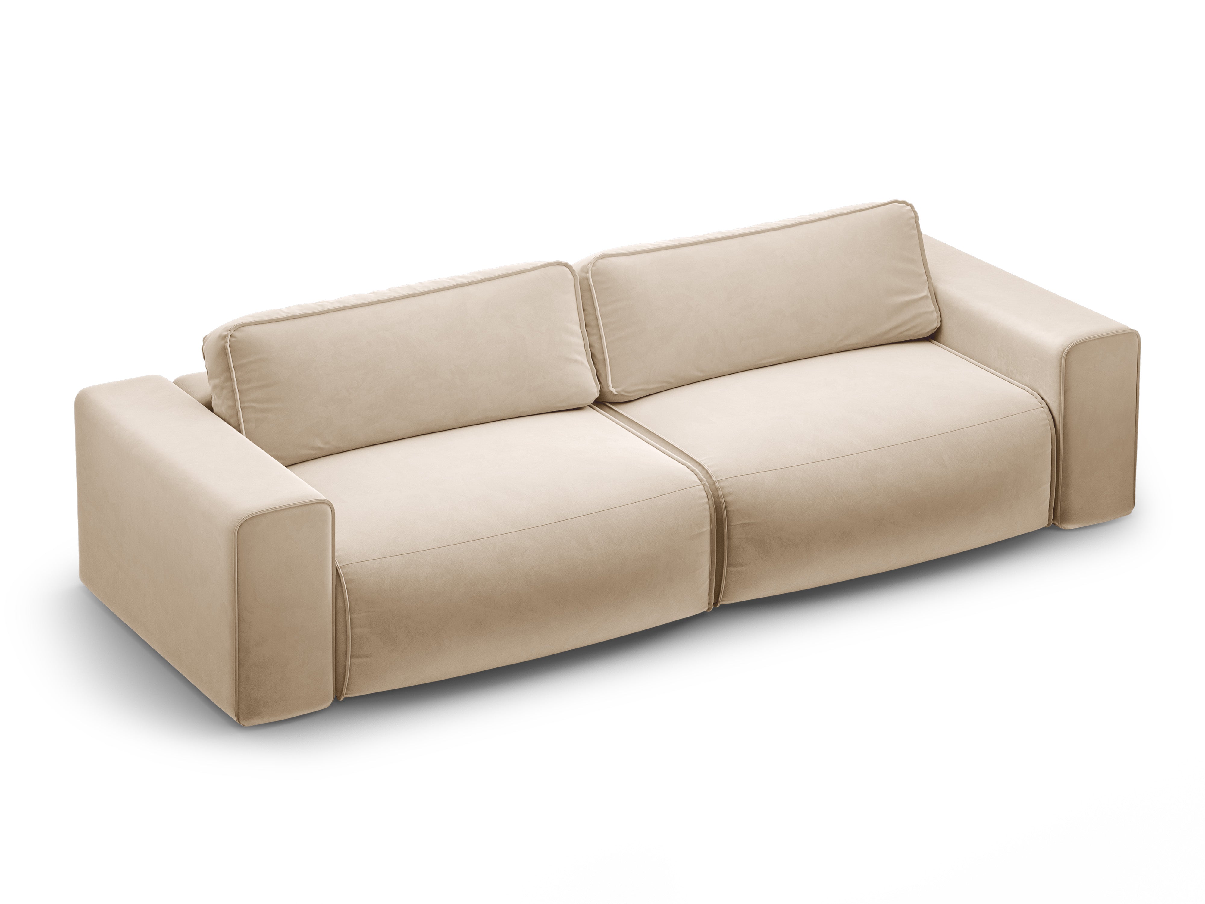 Velvet 3-seater sofa with sleeping function VICTOR beige
