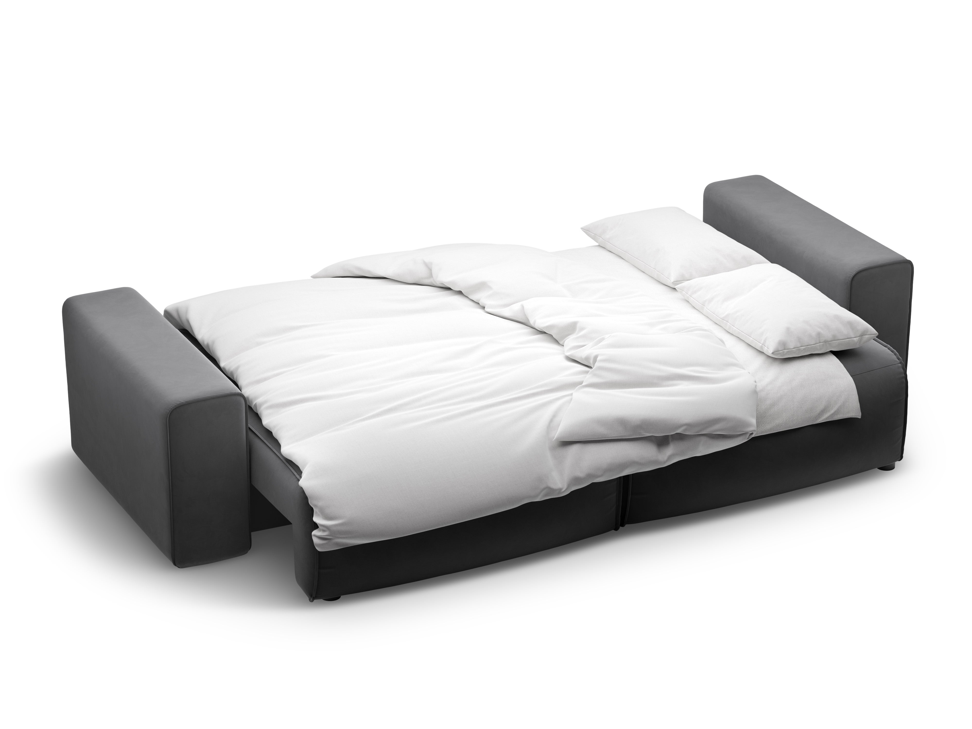 Velvet 3-seater sofa with sleeping function VICTOR gray