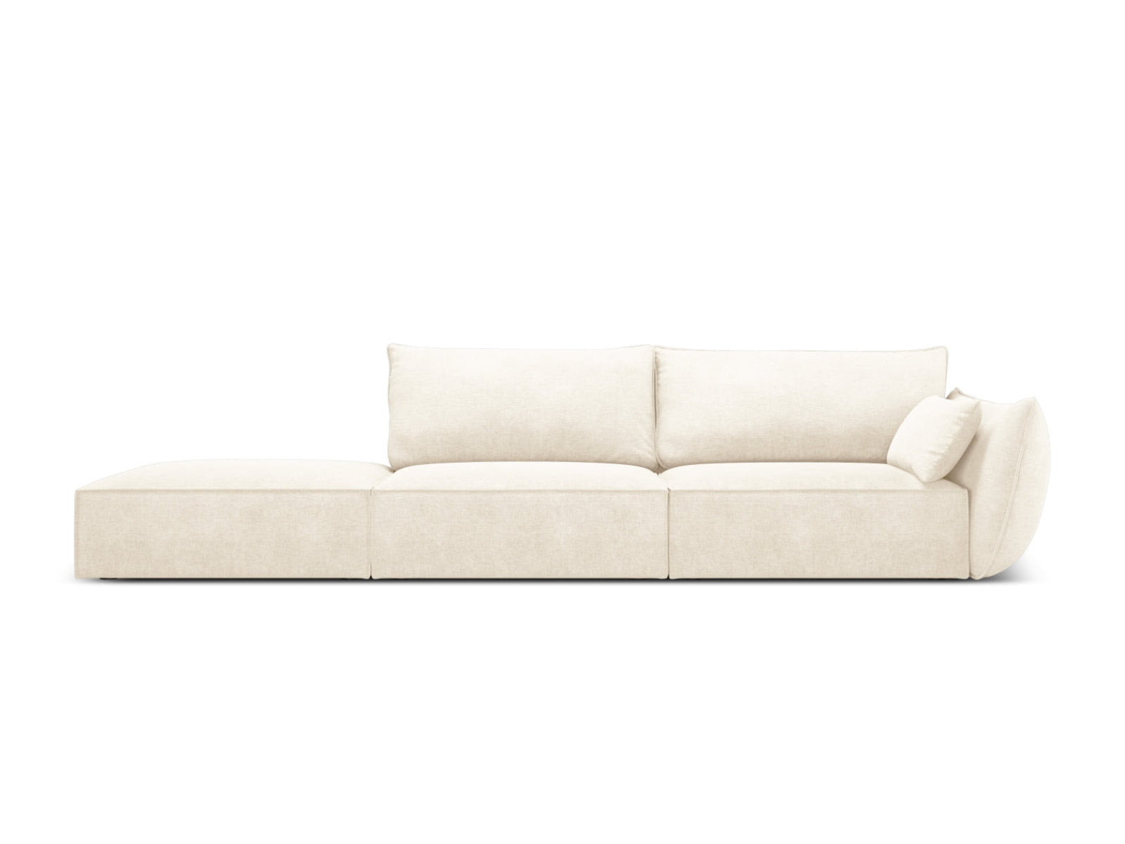 Sofa z otomaną lewostronną 4-osobowa KAELLE jasnobeżowy szenil Over The Horizon – Micadoni