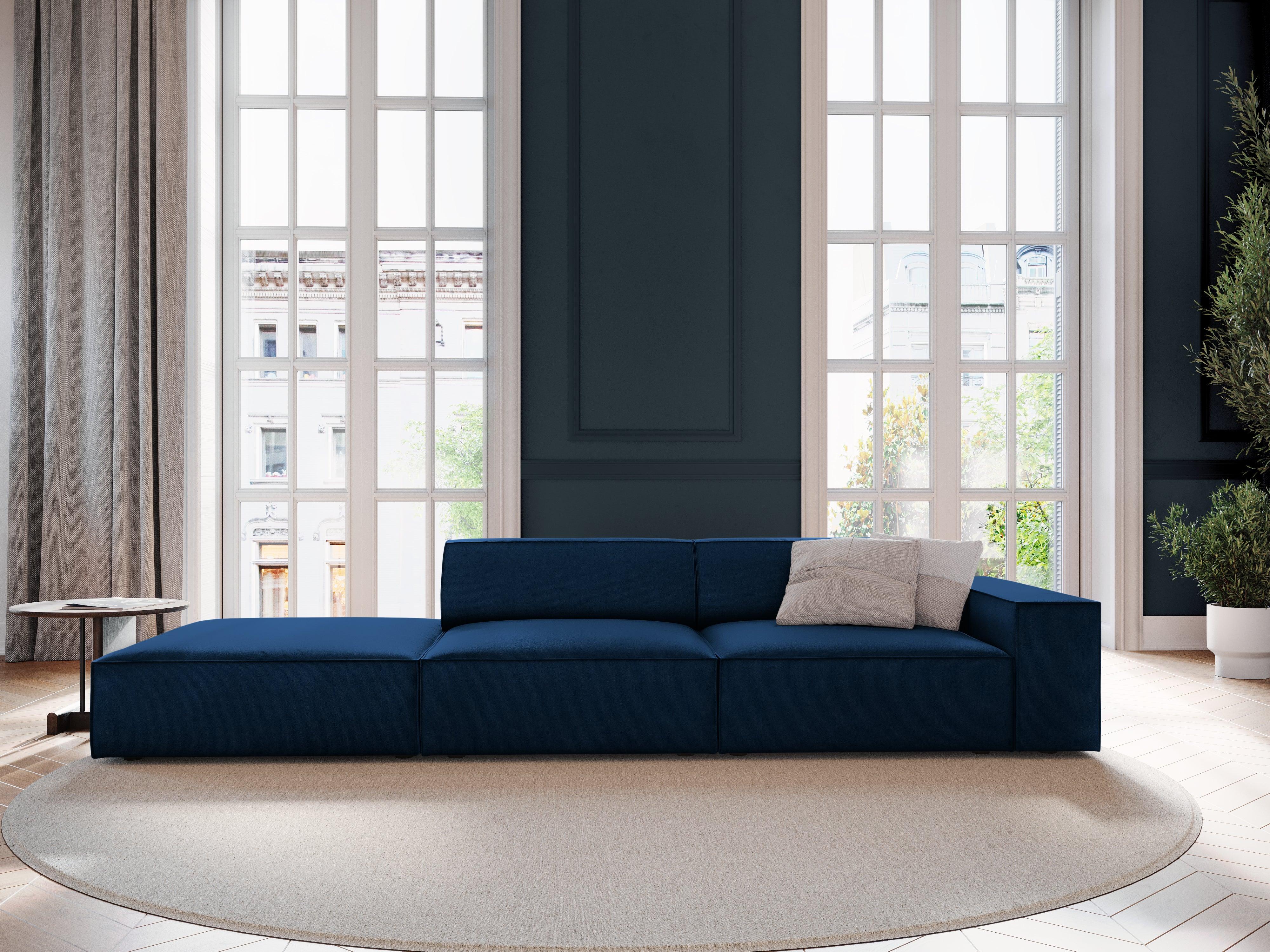 Sofa aksamitna lewostronna 3-osobowa JODIE granat królewski Micadoni Eye on Design