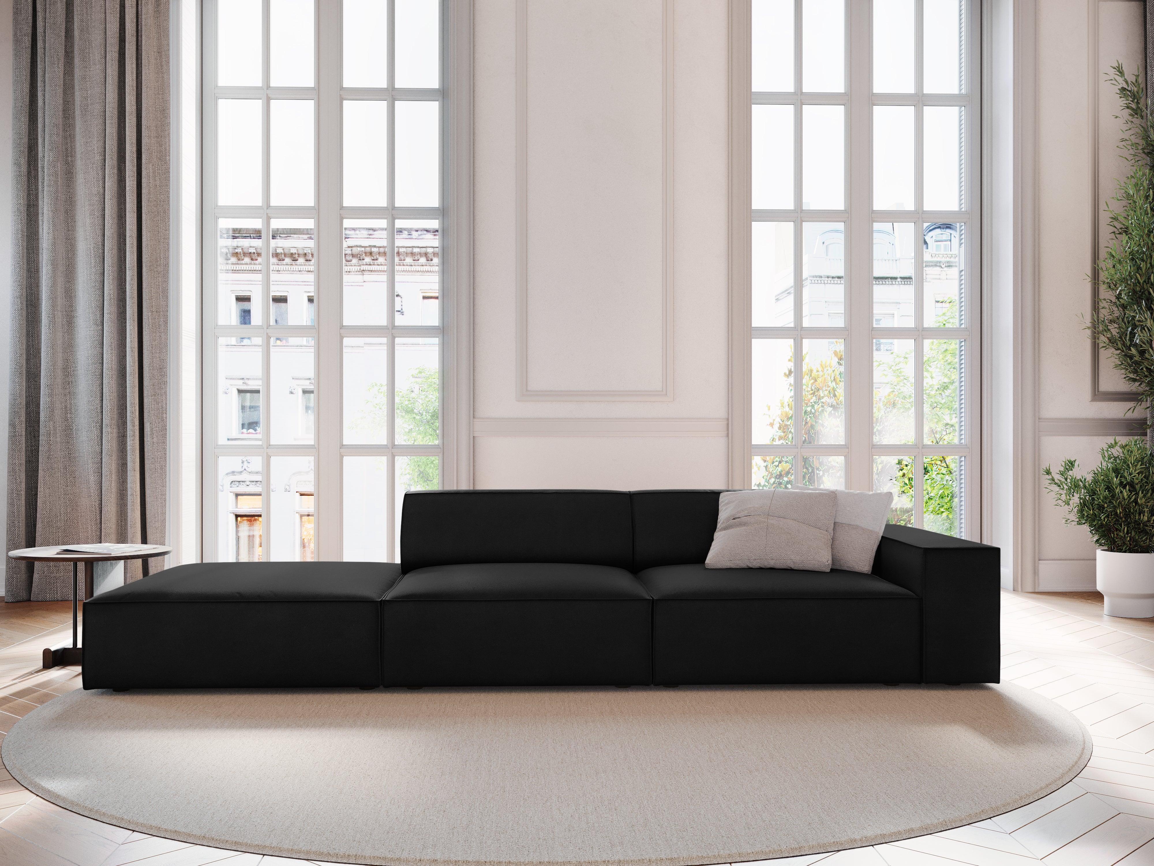 Sofa aksamitna lewostronna 3-osobowa JODIE czarny Micadoni Eye on Design