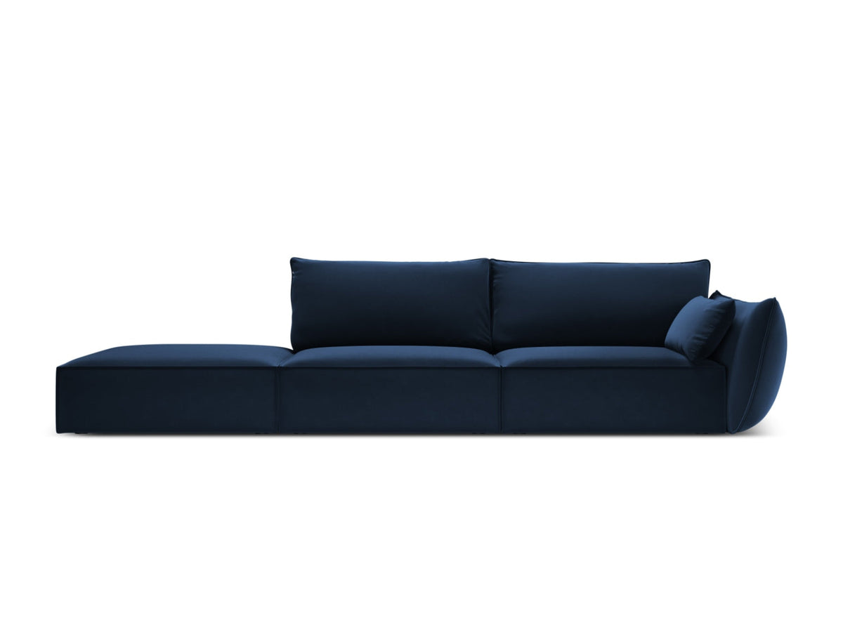Sofa aksamitna z otomaną lewostronną 4-osobowa KAELLE kobaltowy – Micadoni