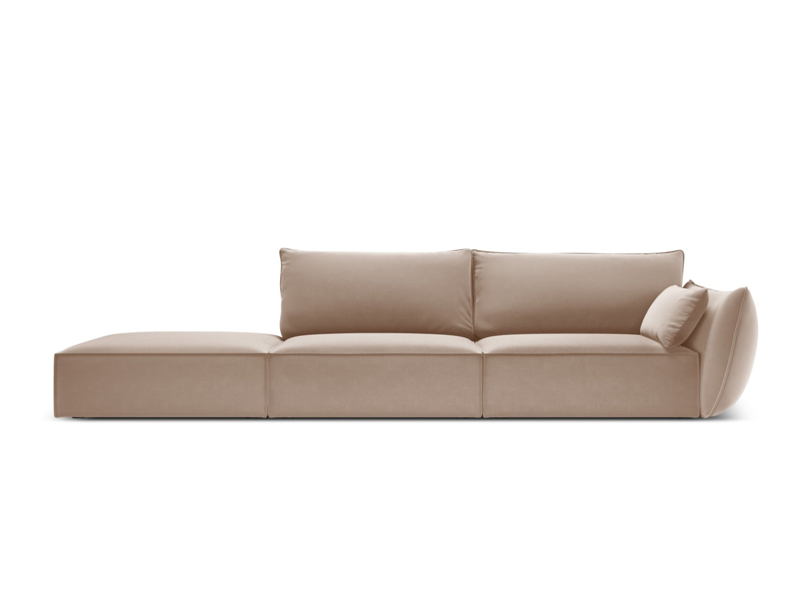 Sofa aksamitna z otomaną lewostronną 4-osobowa KAELLE beżowy – Micadoni