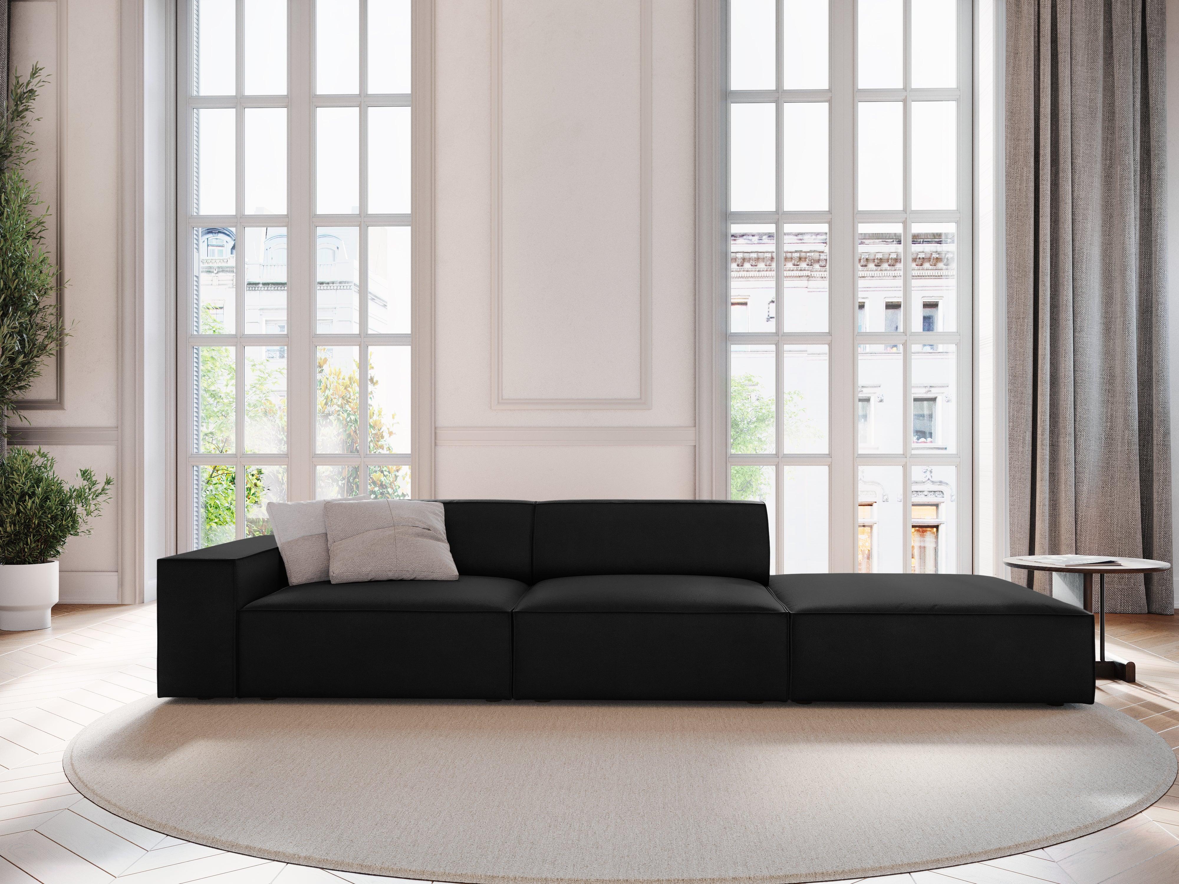 Sofa aksamitna prawostronna 3-osobowa JODIE czarny Micadoni Eye on Design