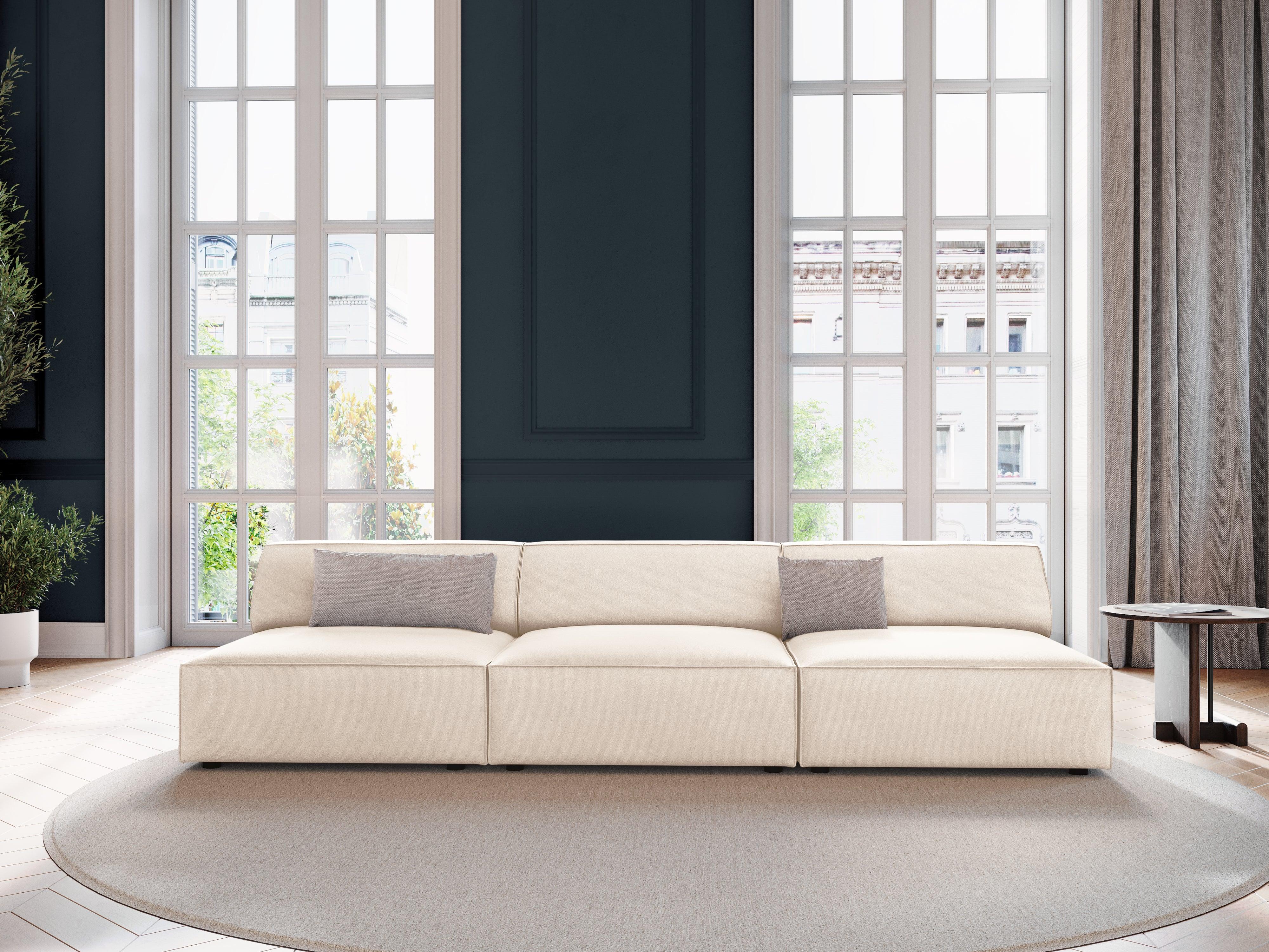 Sofa aksamitna 3-osobowa otwarta JODIE jasnobeżowy Micadoni Eye on Design