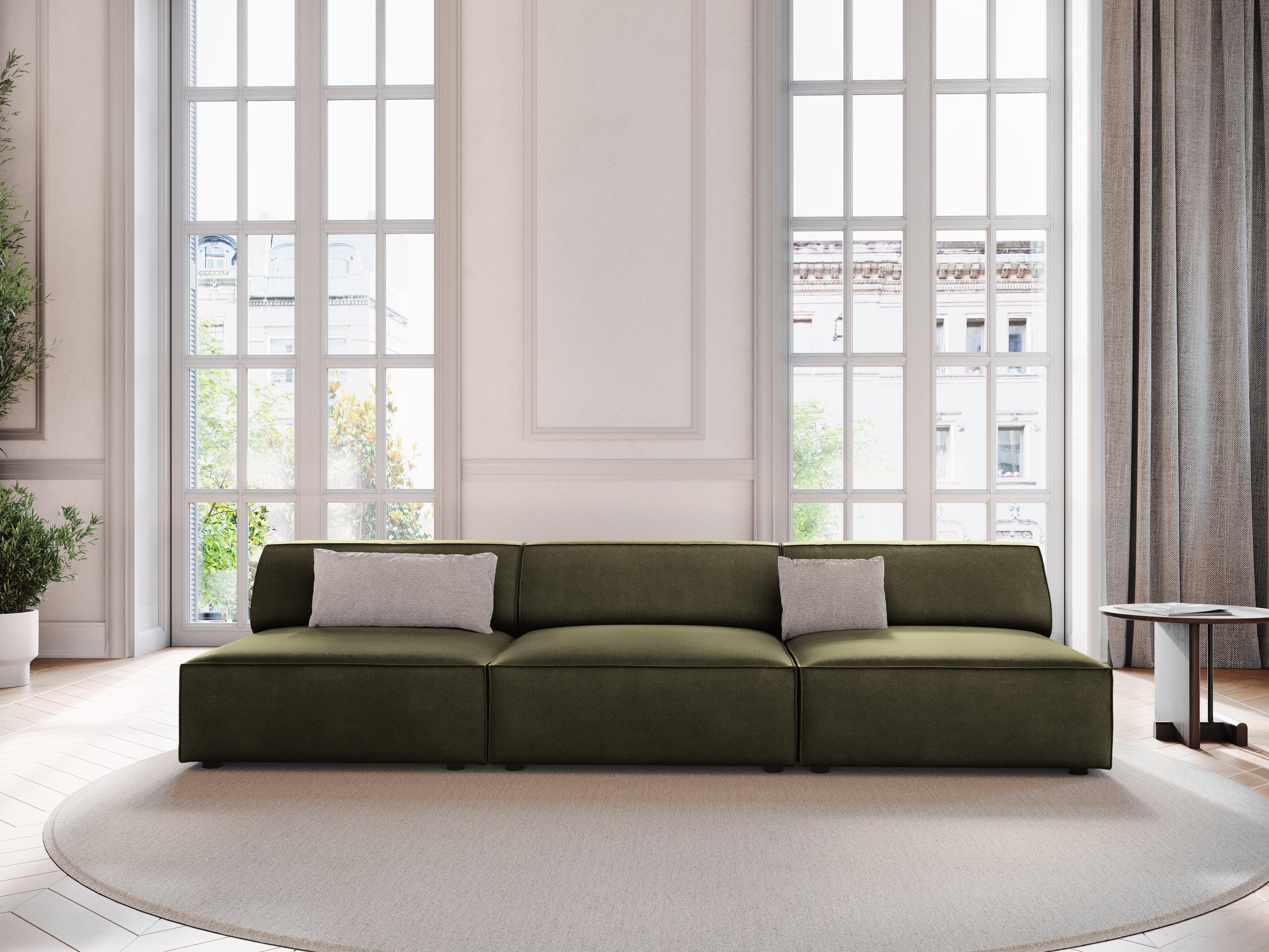 Sofa aksamitna 3-osobowa otwarta JODIE zielony Micadoni Eye on Design
