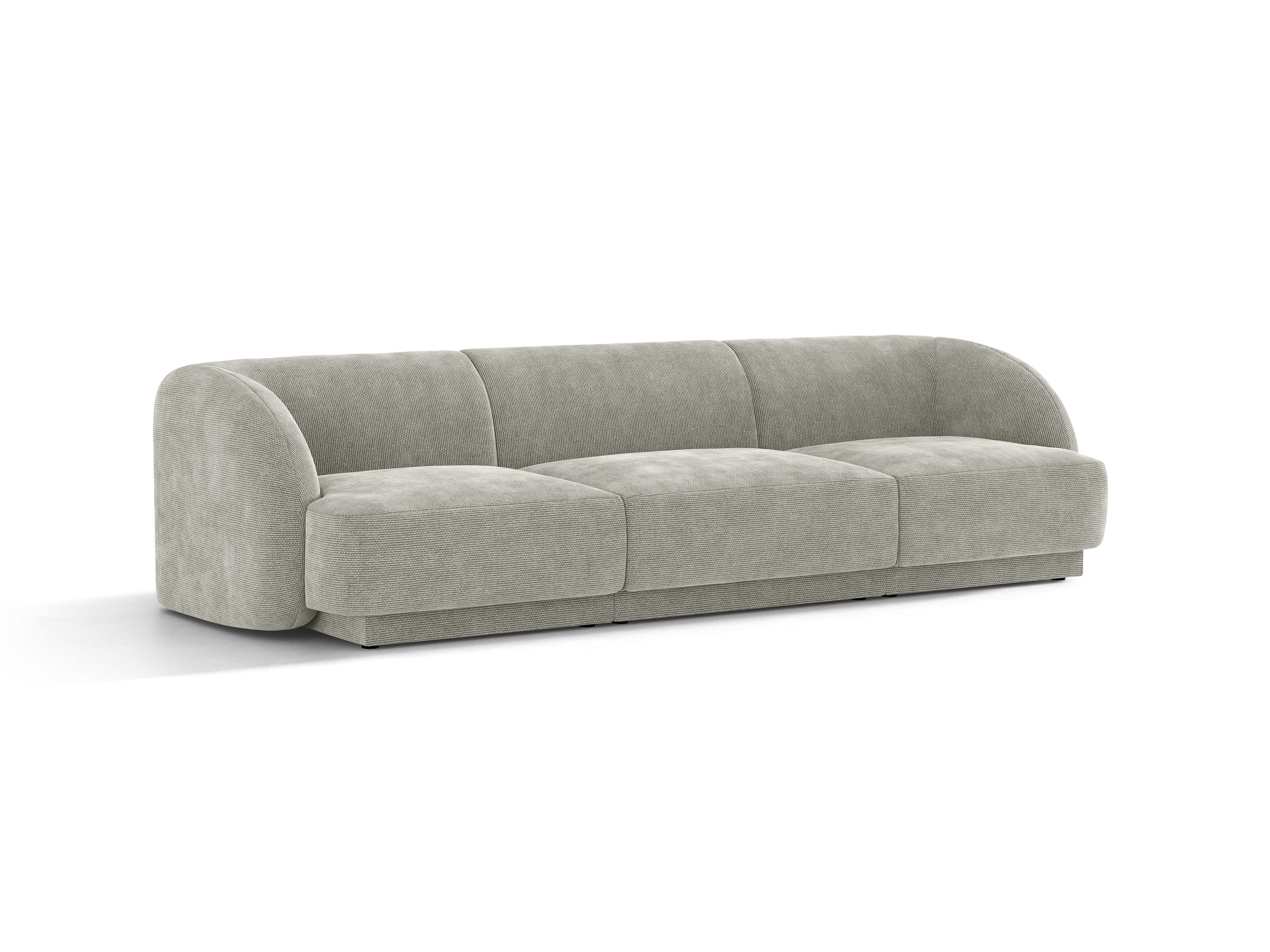 Sofa 3-osobowa MILEY jasnoszary szenil jedwabisty do salonu