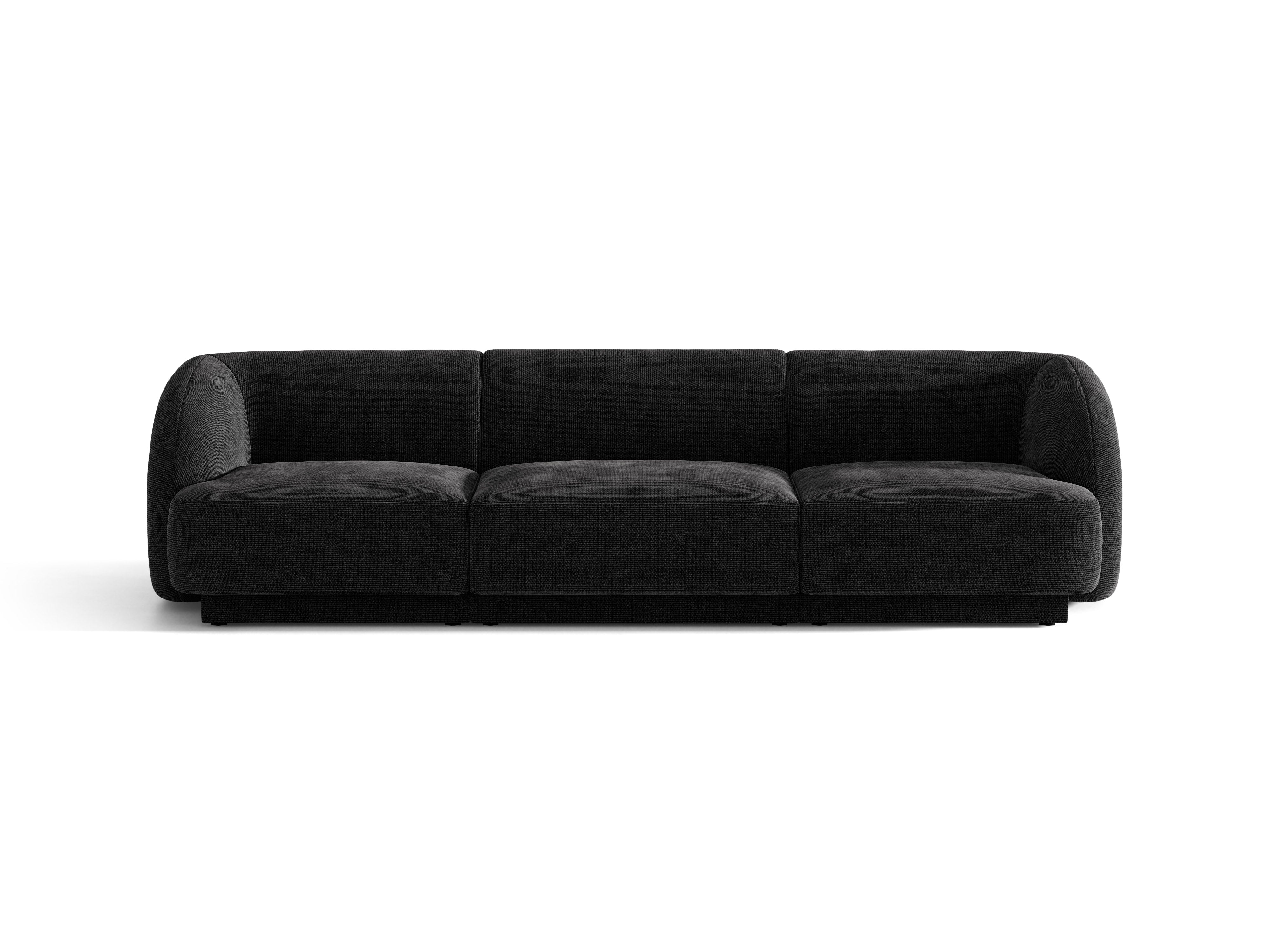 Sofa 3-osobowa MILEY czarny szenil jedwabisty – Micadoni