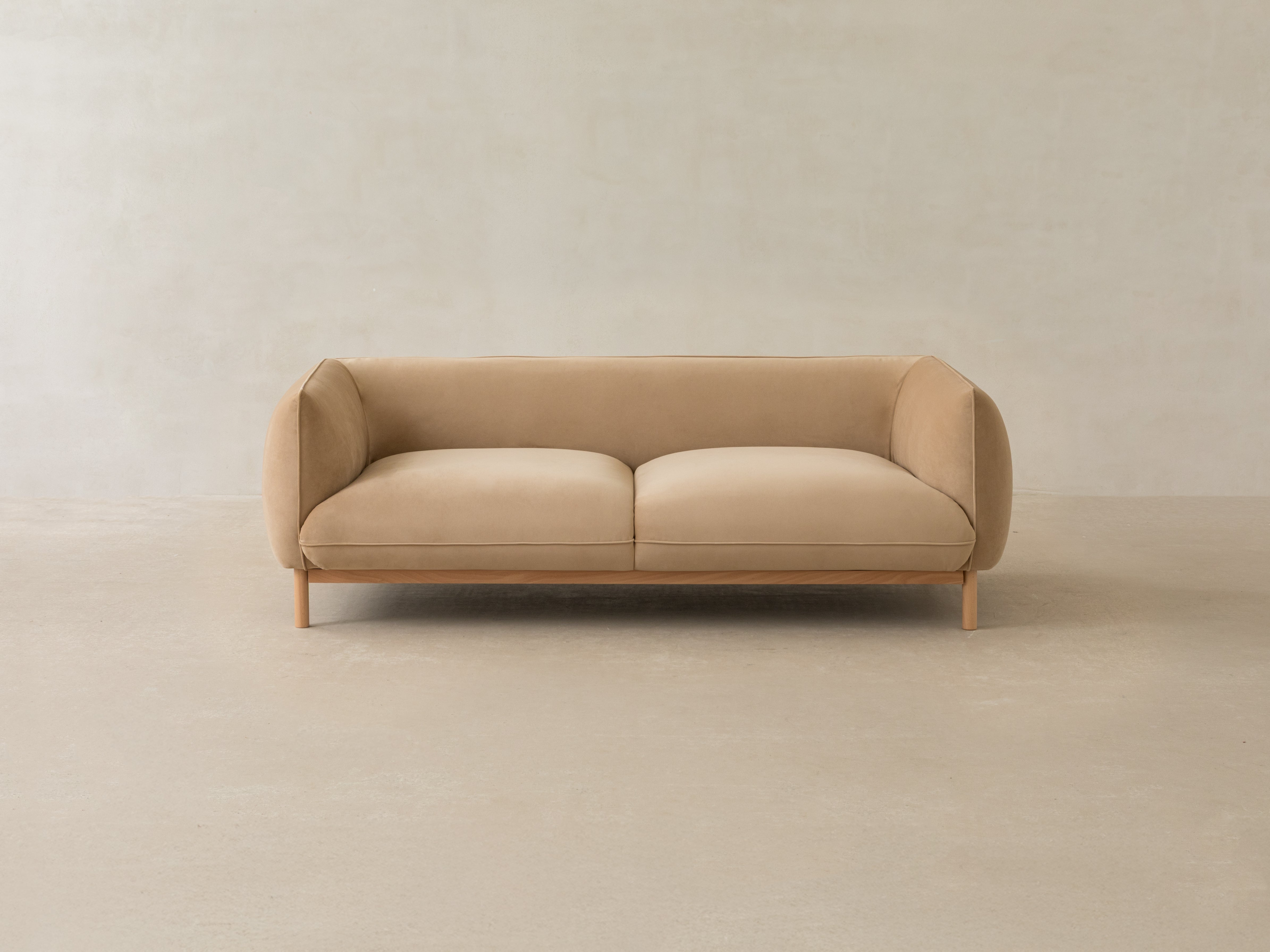 Right-facing velvet corner sofa ADA light brown