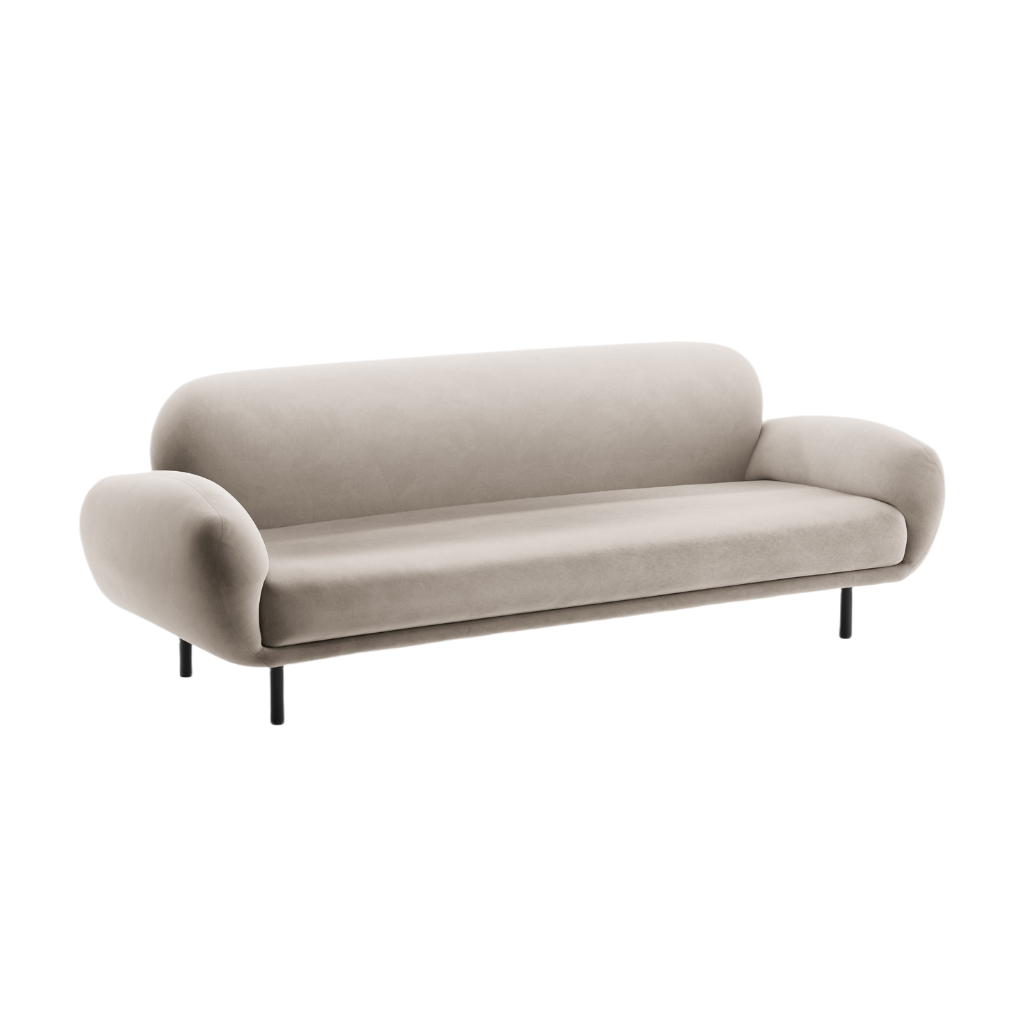Sofa aus Samt 3-sitzig POPPY hellbeige