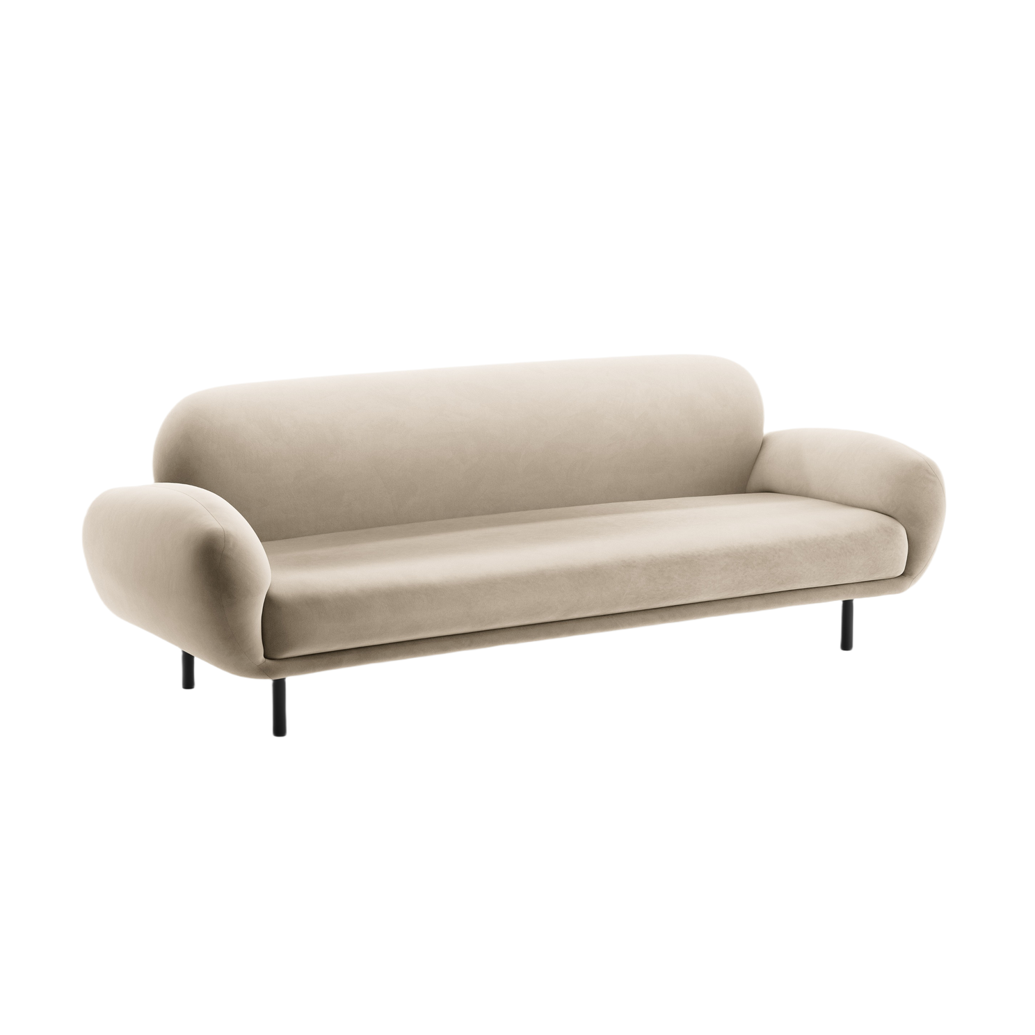 Velvet 3-Seater Sofa POPPY ecru