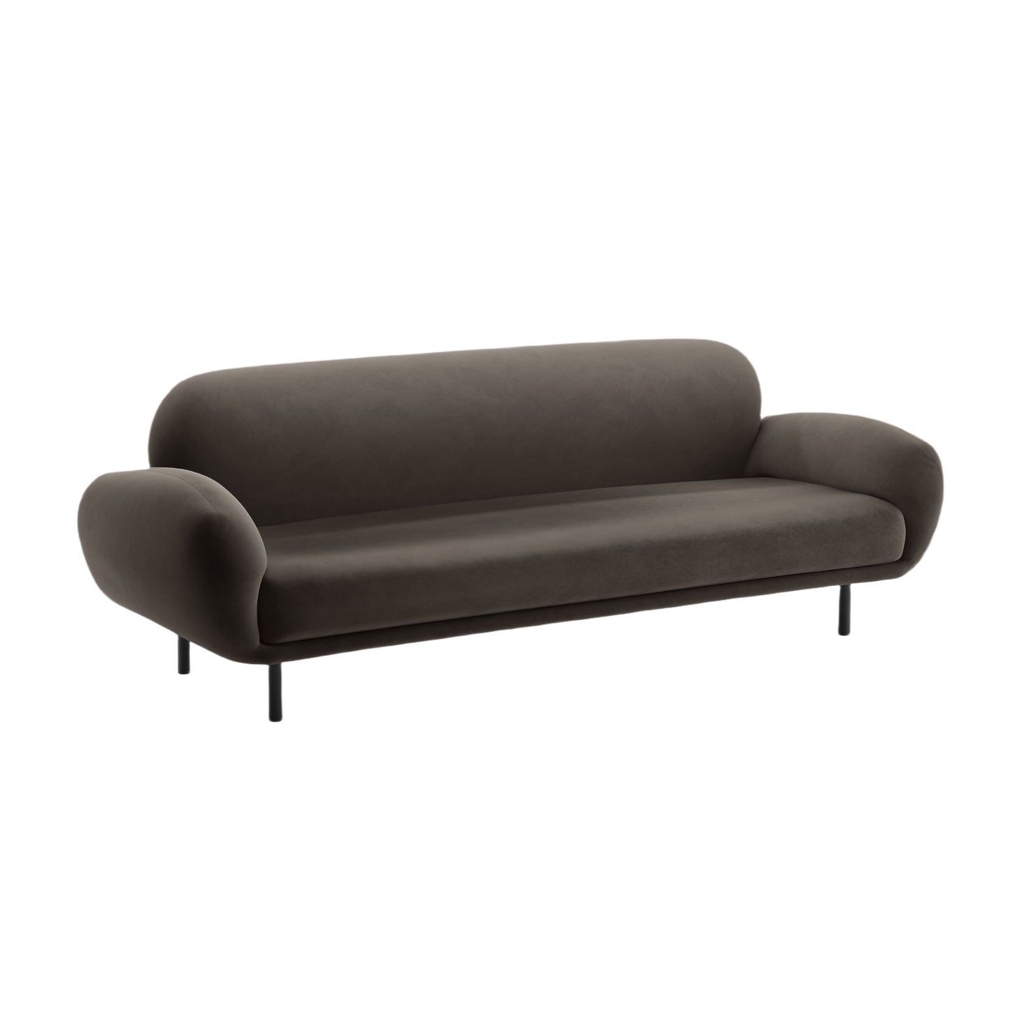Velvet 3-Seater Sofa POPPY Ebony