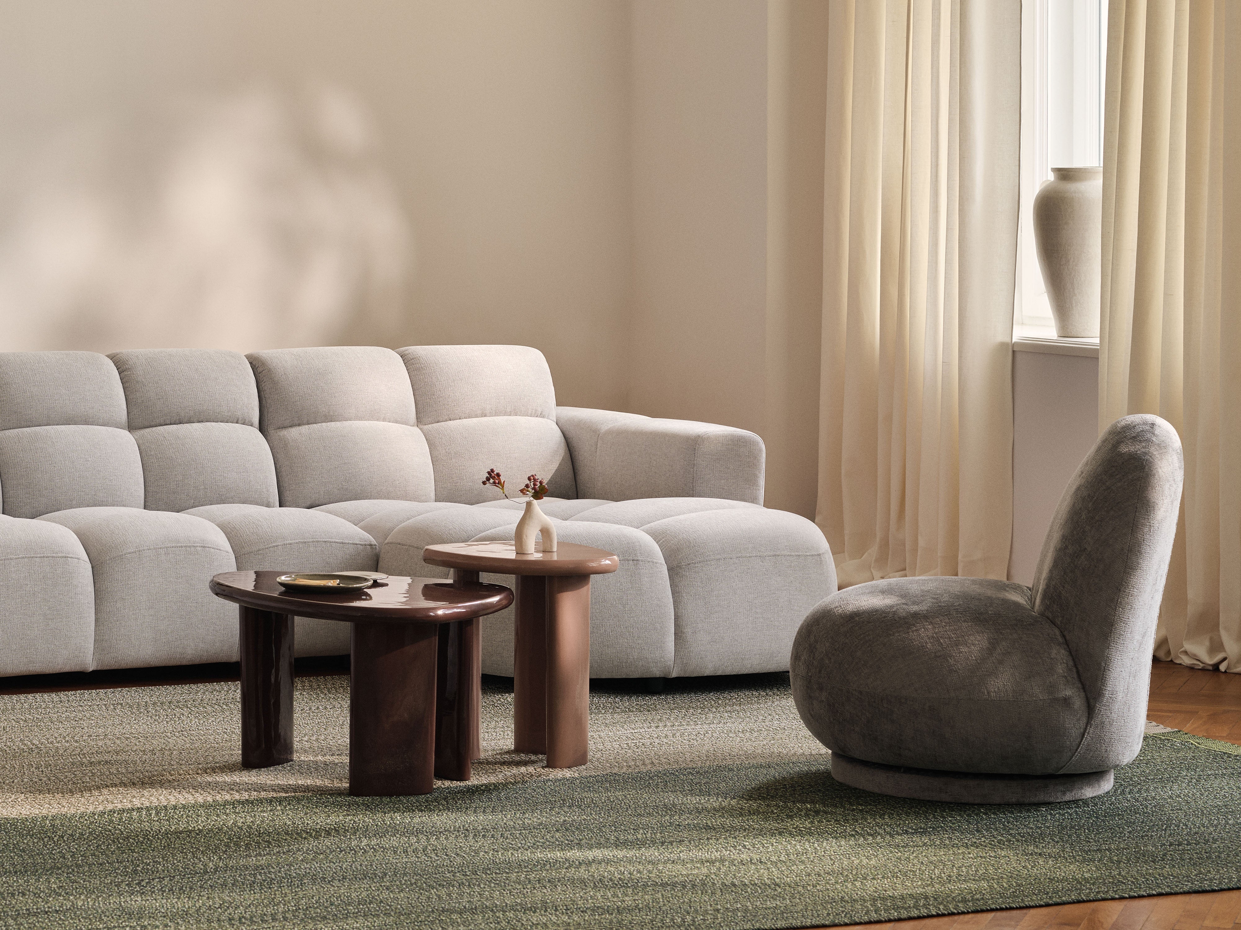 3-seater sofa LISA gray chenille