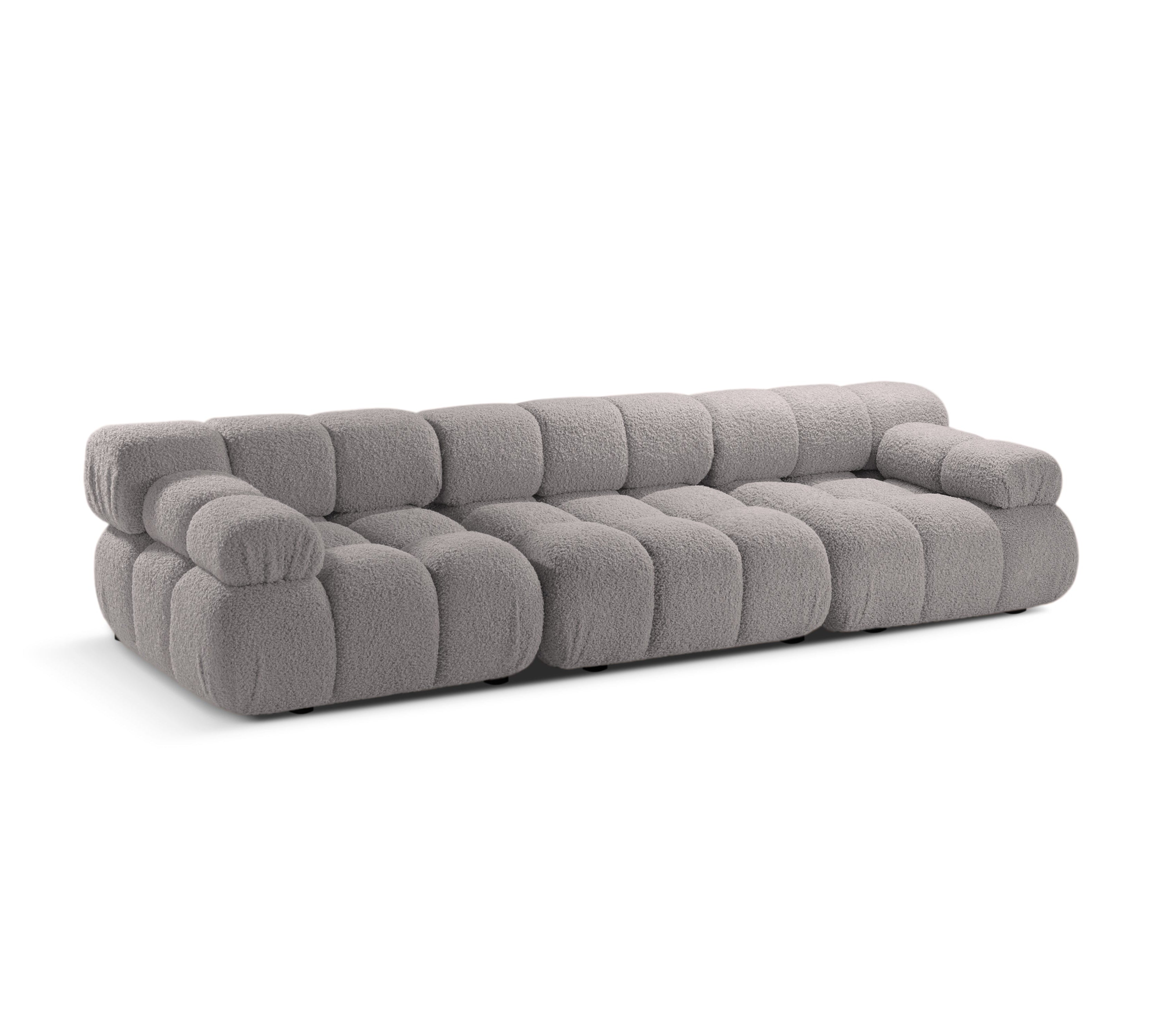 BELLIS Gray Boucle 3-Seater Modular Sofa