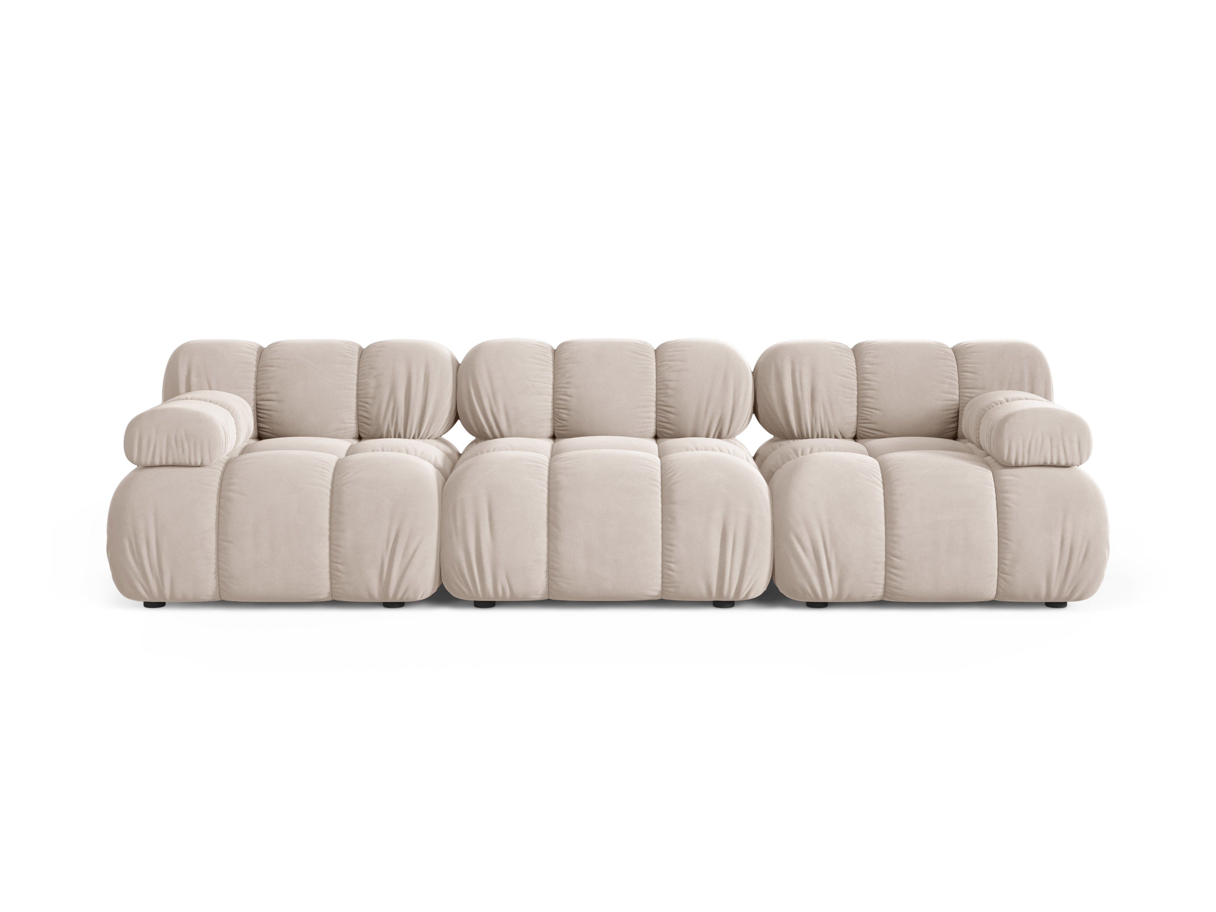 3-Seater Modular Sofa BELLIS in Light Beige Velvet